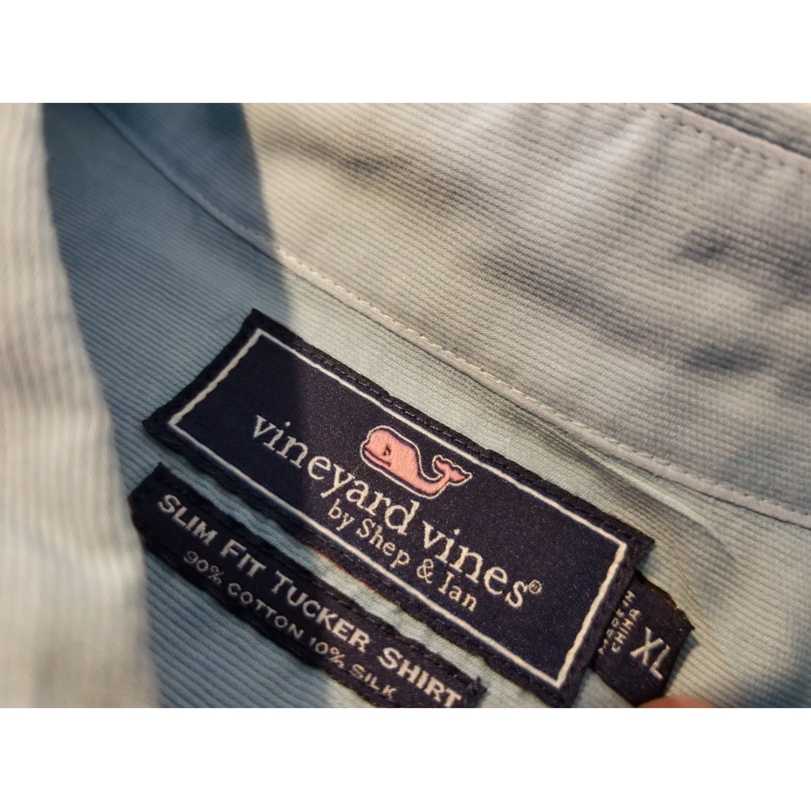 Vineyard Vines Vineyard Vines Mens Silk Dress Shirt XL Blue Button-Up Size 46R - 3 Thumbnail