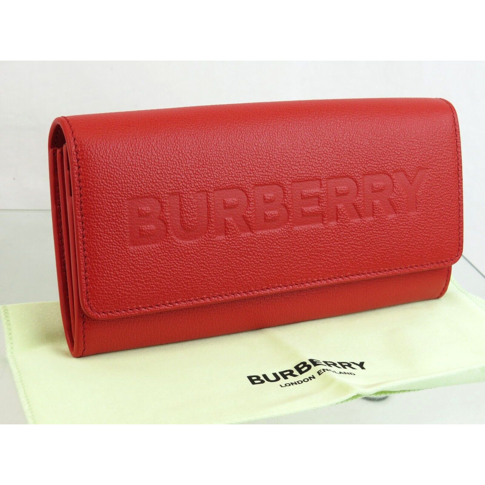 BURBERRY PORTER RED LOGO LEATHER FLAP CONTINENTAL WALLET
