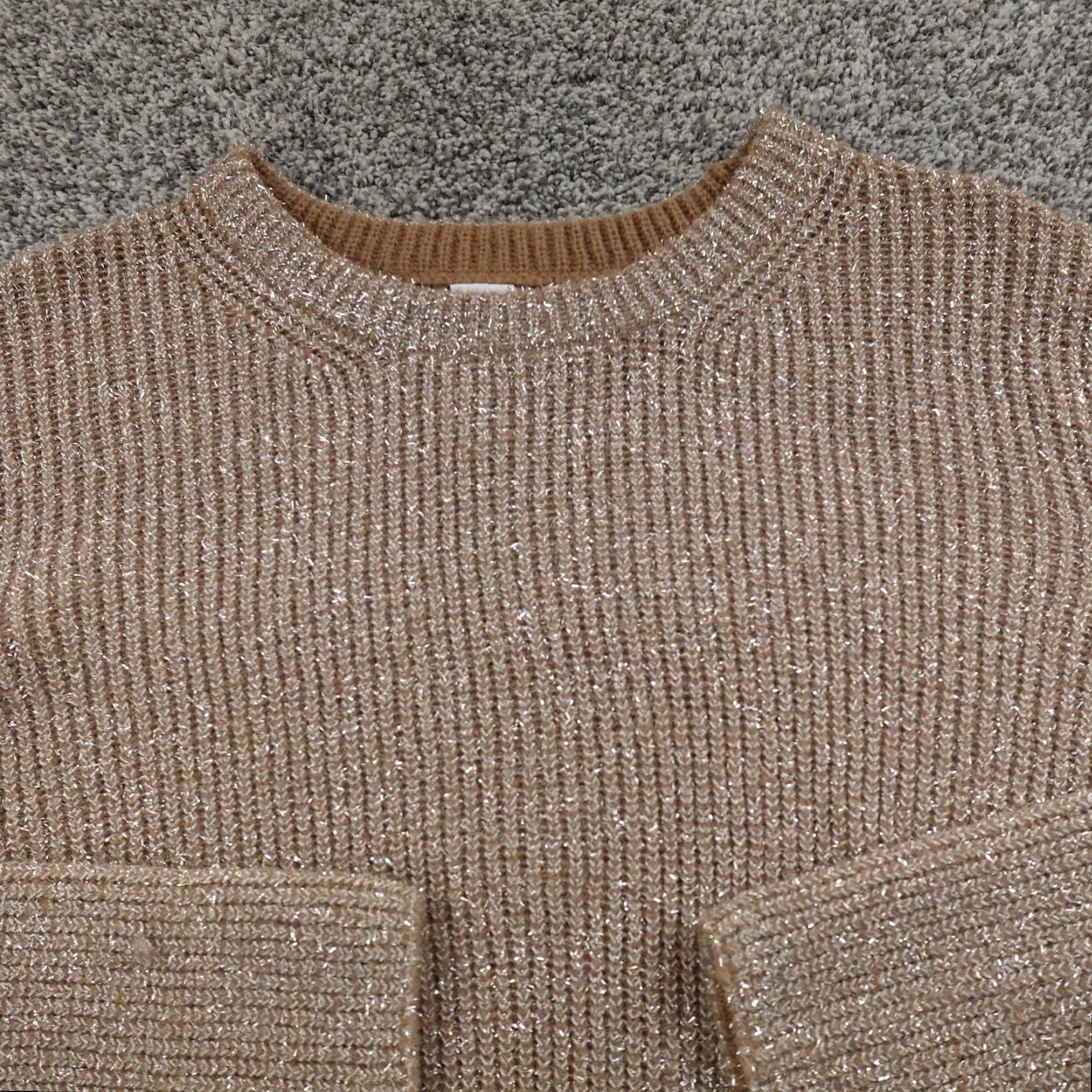 Gap GAP Sweater Womens XL Brown Knit Metallic Pullover Crewneck Cozy Preppy Warm Bell Sleeve Glitter Size XL / US 12-14 / IT 48-50 - 3 Thumbnail