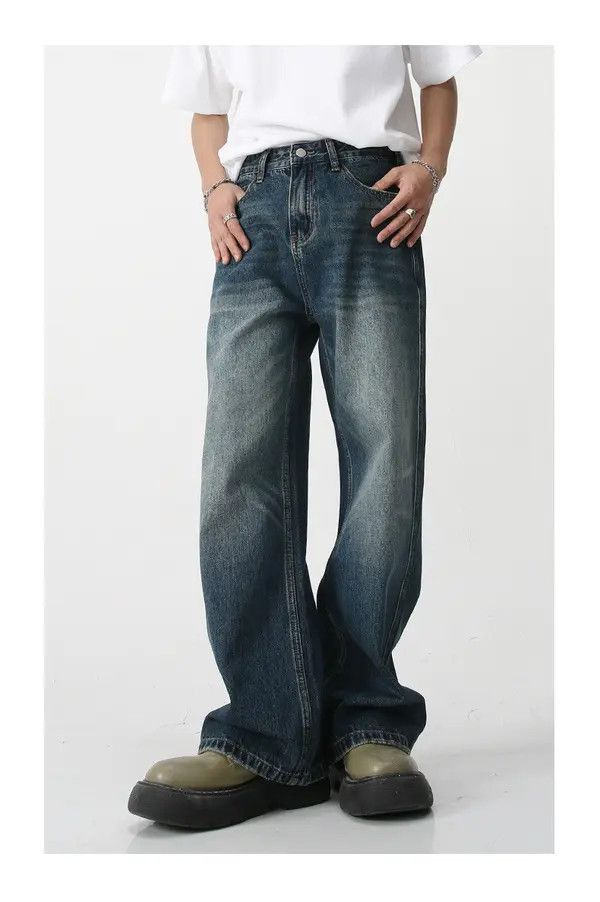 Japanese Brand Miki American blue washed vintage loose wide-leg jeans Size US 32 / EU 48 - 6 Thumbnail