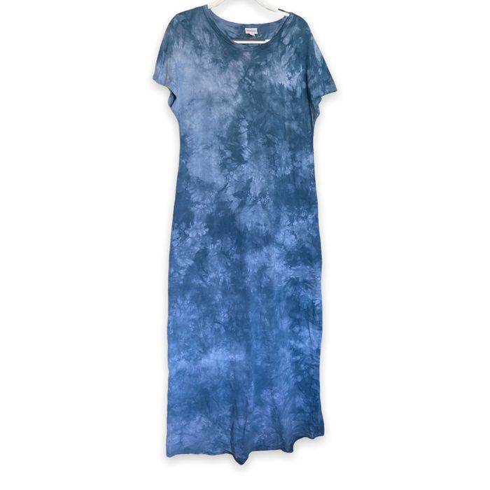 Other LuLaRoe Maria Blue Tie Dye Maxi Dress Buttery Soft Comfy L
