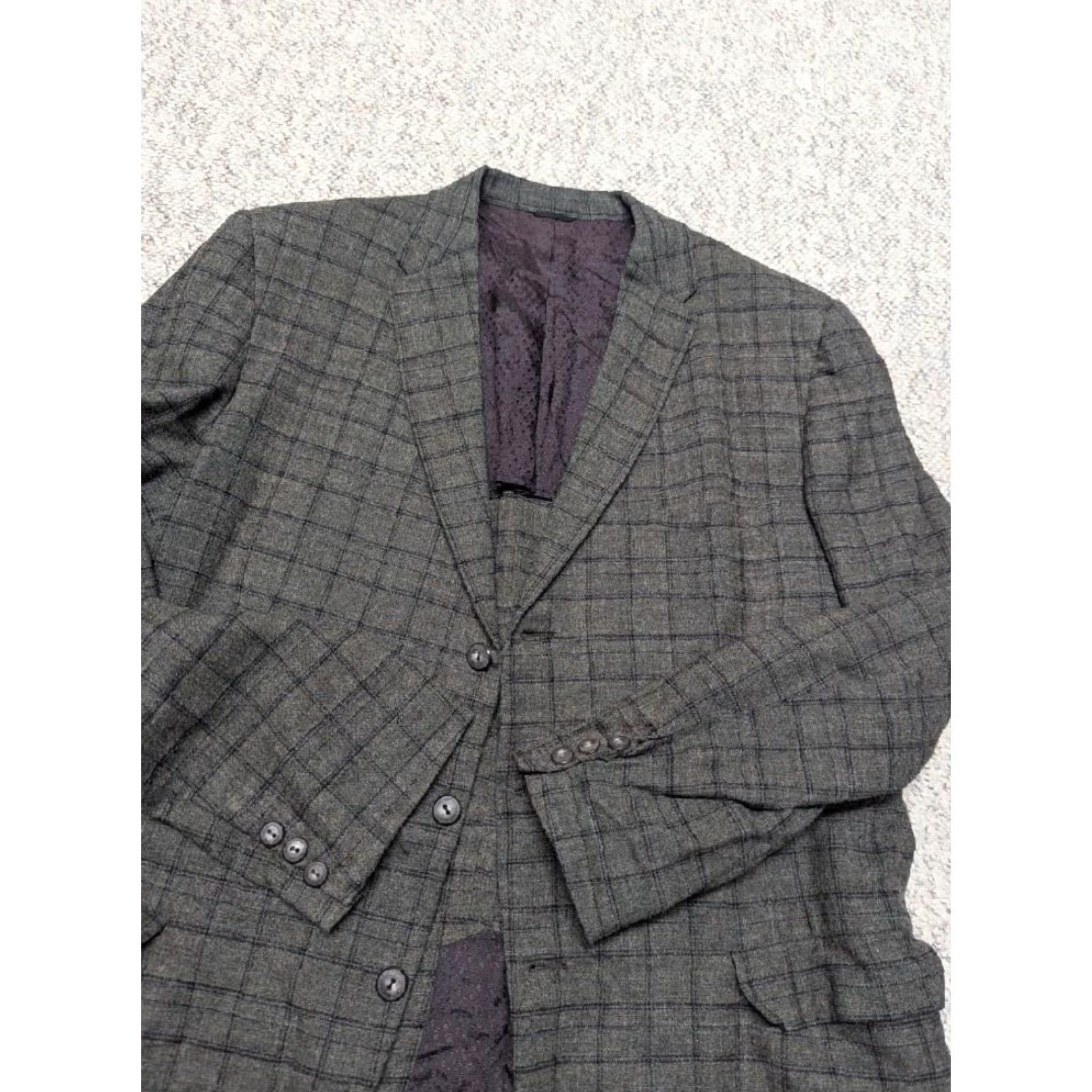Vintage VINTAGE Shelton Towne Clothes blazer sport coat Tweed wool gray-green 44L Ivy League slim notched lapel two-button herringbone jacket Mens Size 44R - 6 Thumbnail