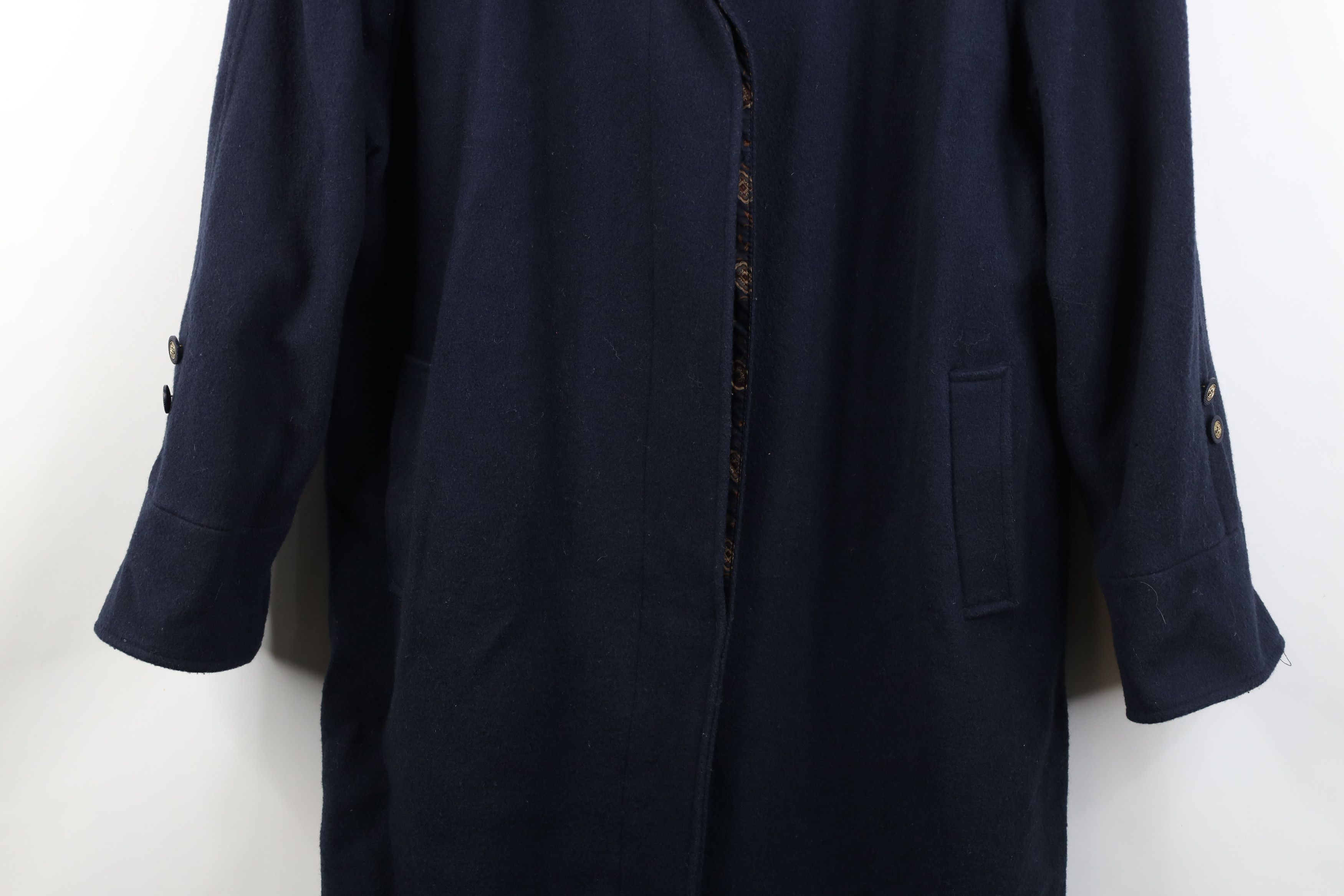 Vintage Vintage 90s Streetwear Wool Full Length Coat Jacket Blue Size XXL / US 16-18 / IT 52-54 - 3 Thumbnail