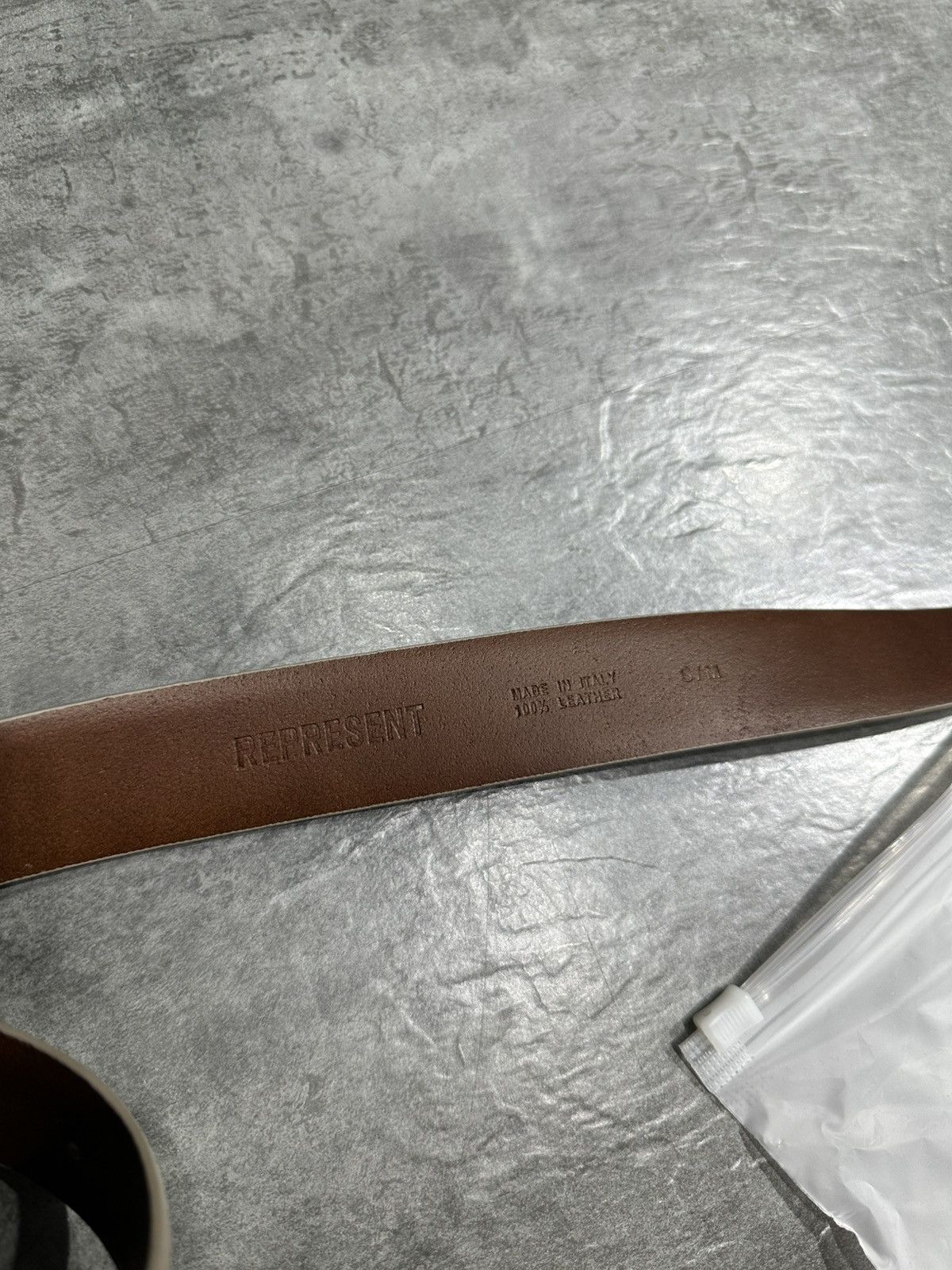 Represent Clo. Represent Initial Tumbled Leather Belt - Mushroom Size ONE SIZE - 4 Thumbnail