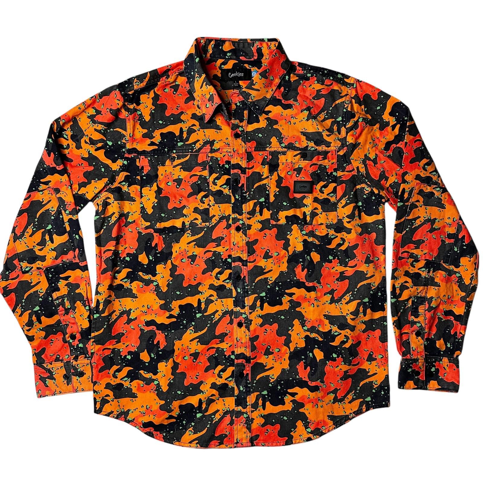 Cookies NWT Cookies Orange Camo Print Button-Up Shirt Mens L Size US L / EU 52-54 / 3 - 1 Thumbnail