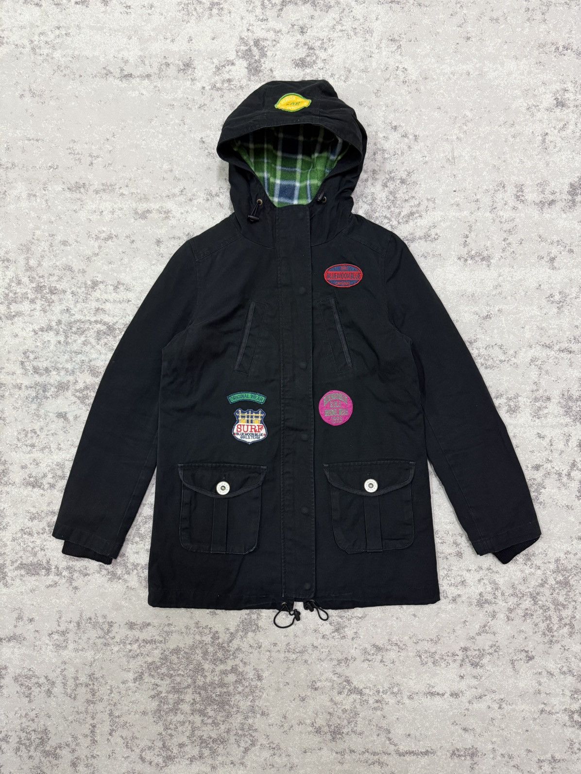 Japanese Brand Bluemoon Jeans Patches Fleece Lined Parka Jacket Hoodie Size S / US 4 / IT 40 - 3 Thumbnail