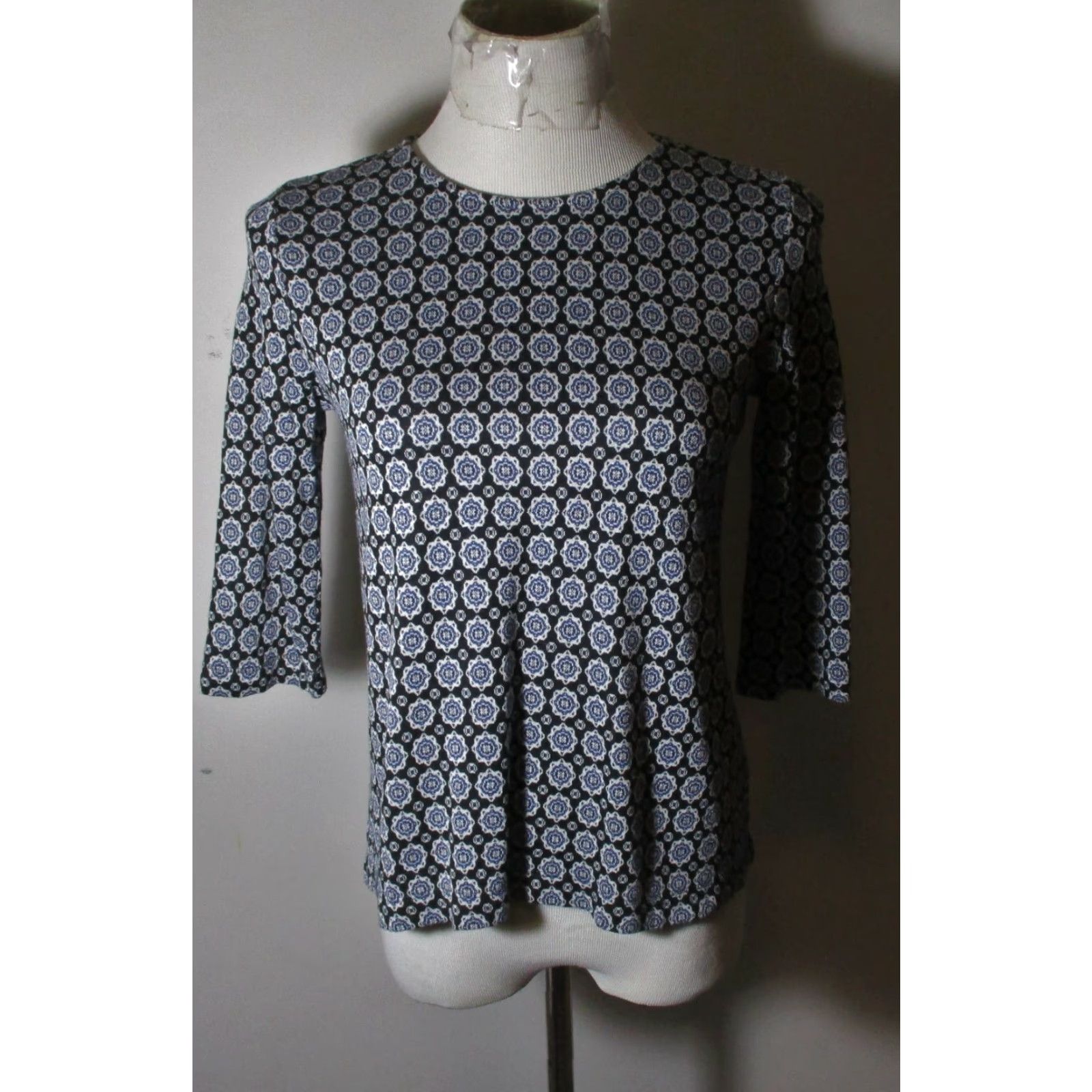 J. Jill J. Jill Blue Heavy Wearver 3/4 Sleeve Top Size XS Size XS / US 0-2 / IT 36-38 - 2 Thumbnail