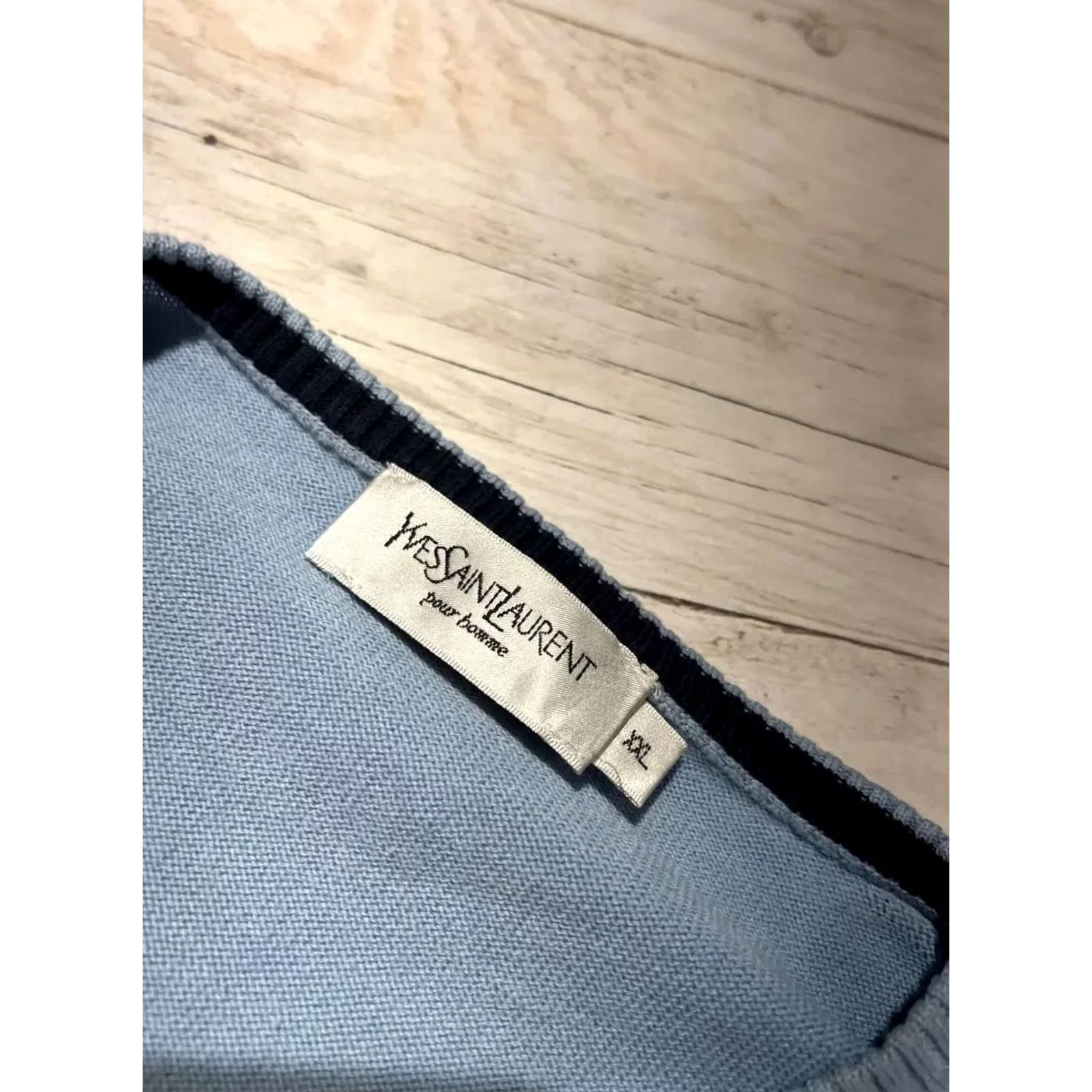 Yves Saint Laurent VINTAGE Saint Laurent Sweater Men's 2XL Crew Neck Blue YSL Logo Knit Pullover Winter Casual 2XL Mens Size US XXL / EU 58 / 5 - 4 Thumbnail