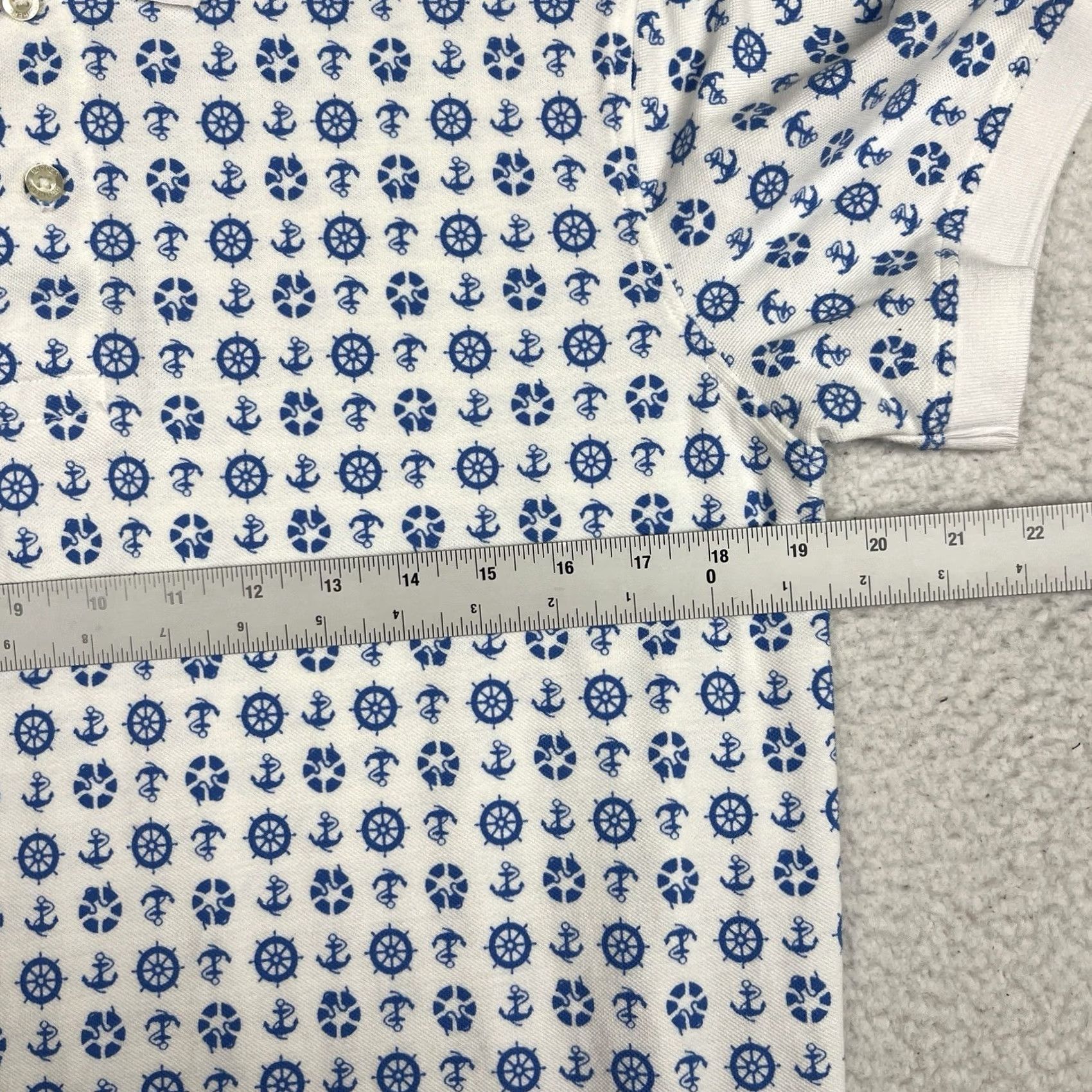 Brooks Brothers Brooks Brothers Polo Mens Medium White Cotton Golf All Over Print Nautical Size US M / EU 48-50 / 2 - 3 Thumbnail