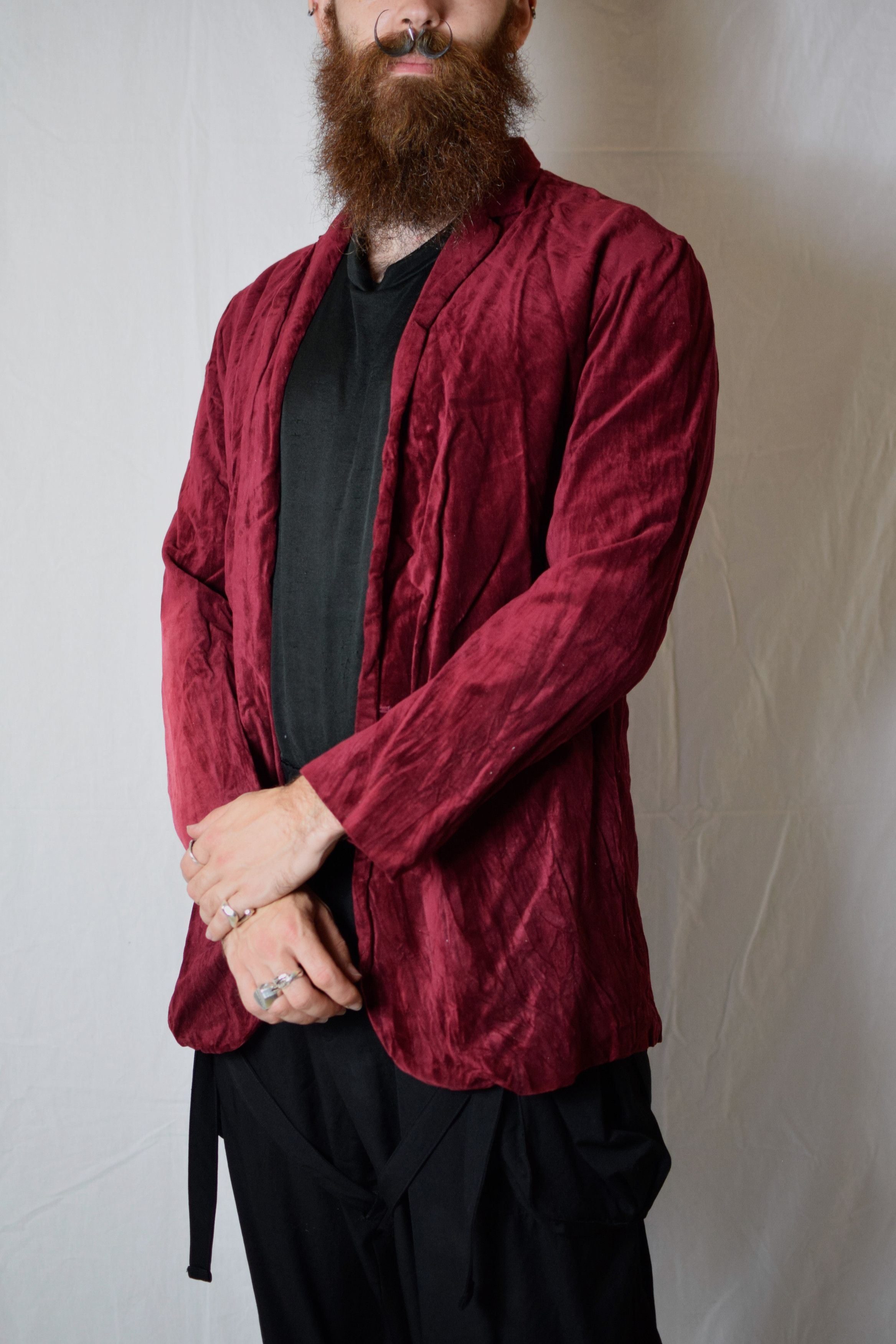 Julius Julius AW03 Red Velvet Jacket Size 48R - 4 Thumbnail