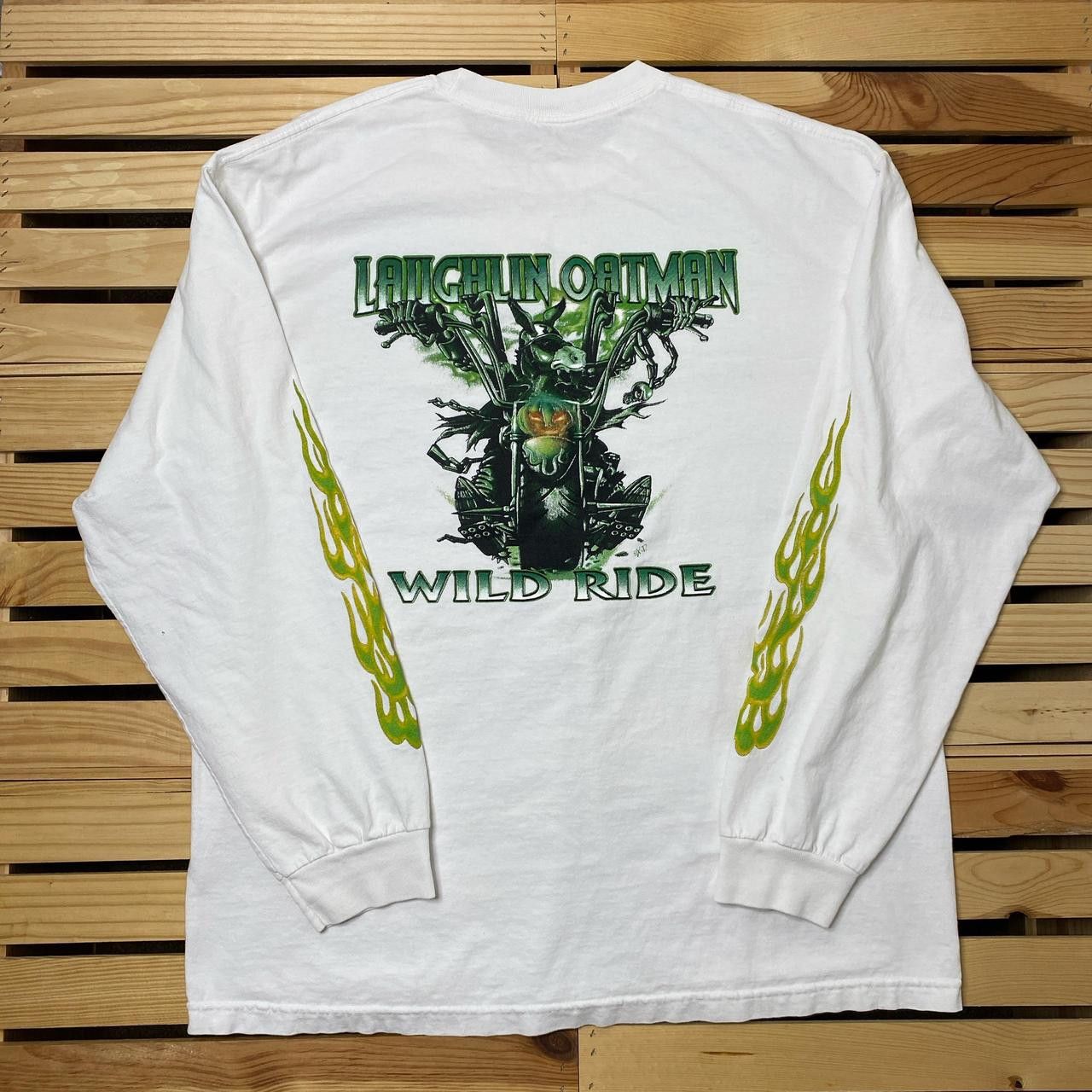 Other Vintage 2007 White Biker Tee with Flame Sleeves Size XL Size US XL / EU 56 / 4 - 1 Thumbnail