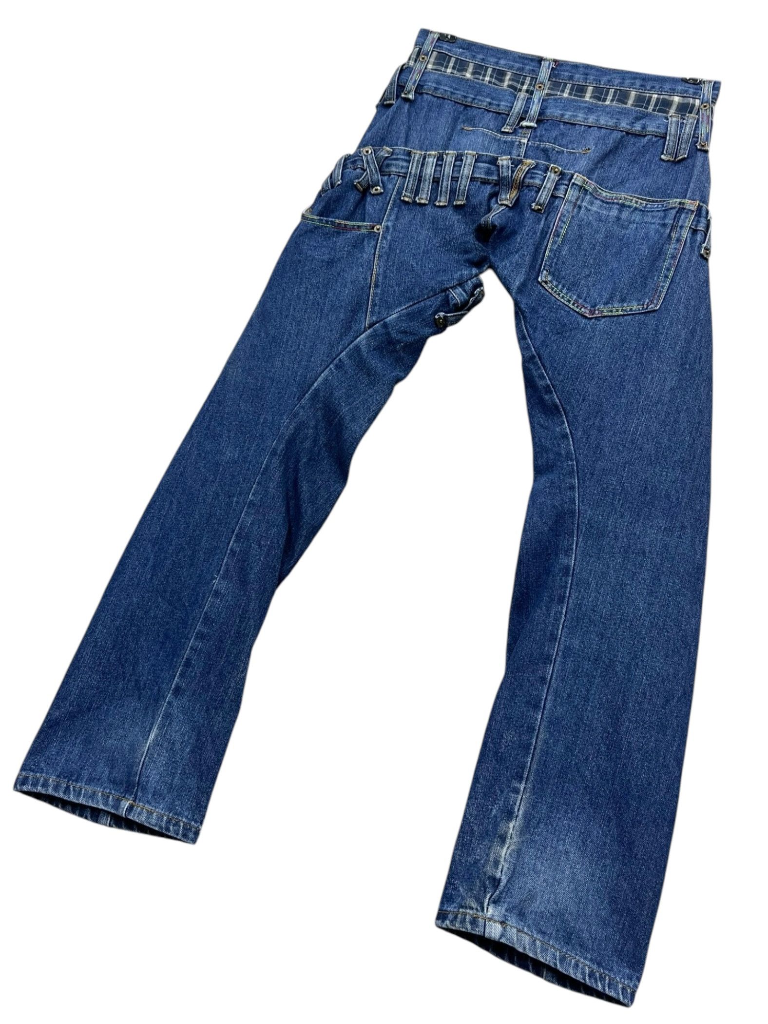🔥VERY RARE🔥BREATHMINT Punk Tartan Triple Waist Denim