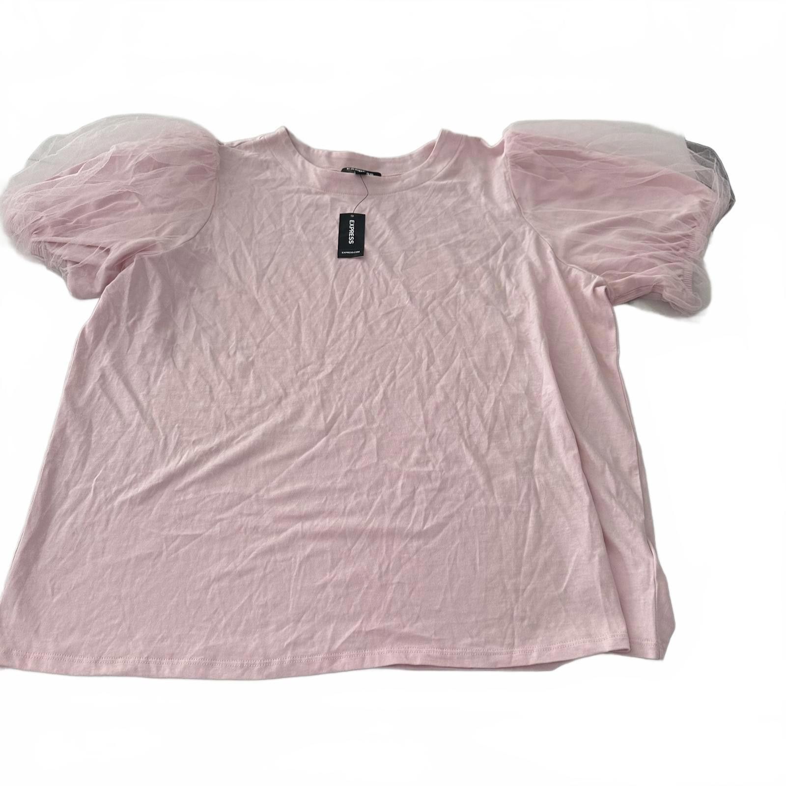 Express Chic Pink Puff Sleeve Top Size XL / US 12-14 / IT 48-50 - 1 Thumbnail