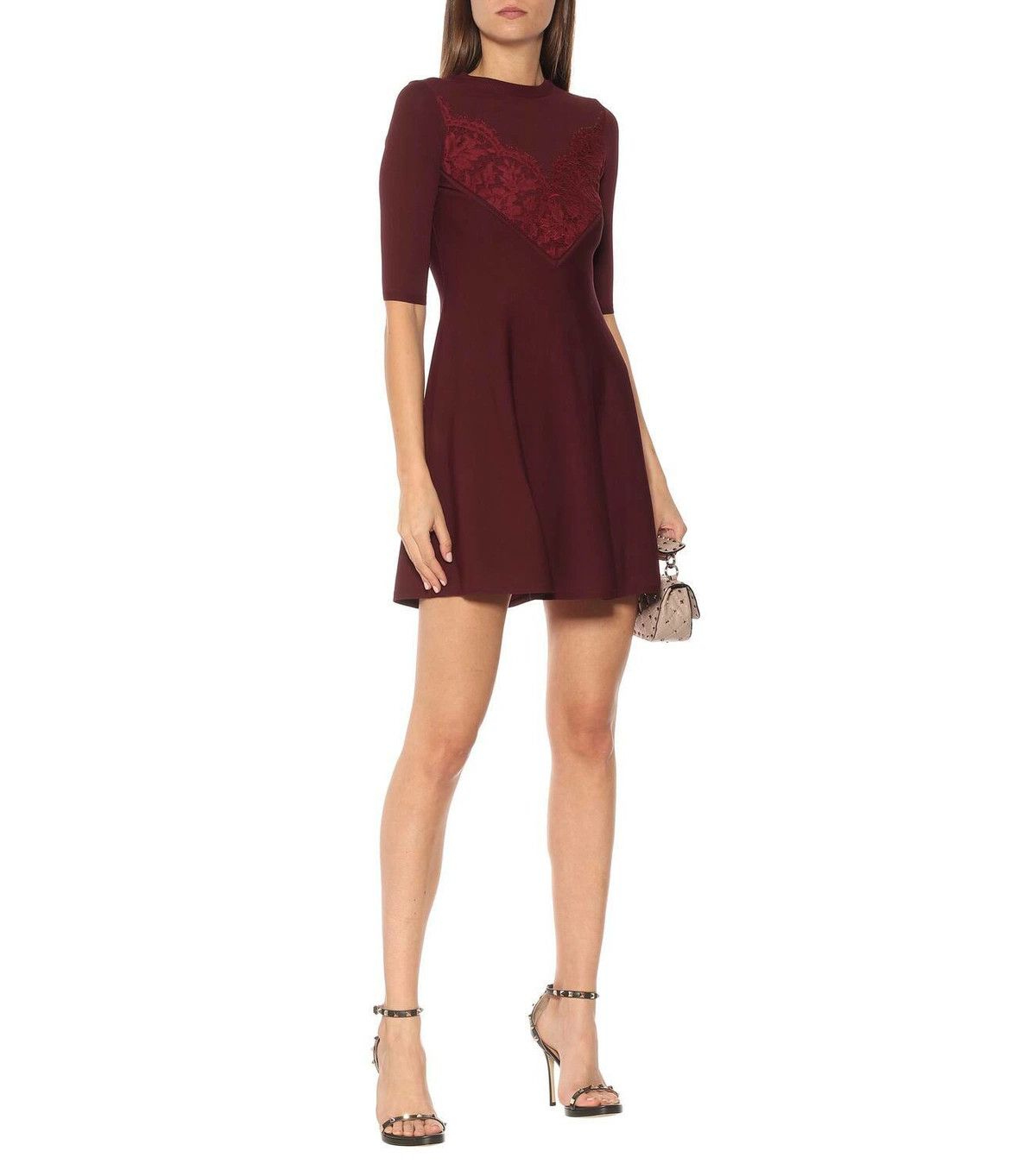 Valentino o1y0326 Mini Dress in Burgundy Size S / US 4 / IT 40 - 2 Thumbnail