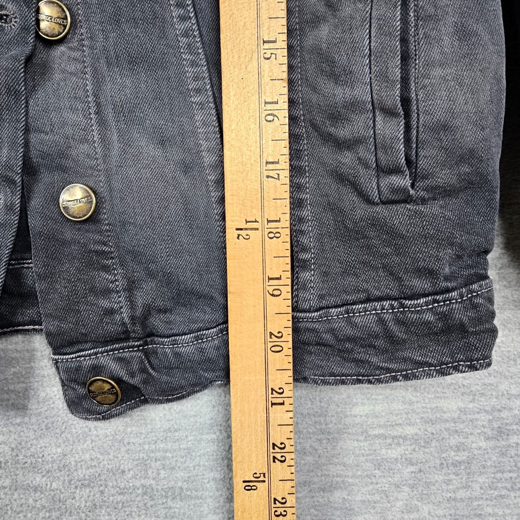 Denime GEORGELOVES Women’s Dark Gray Button Up Cropped Denim Jean Jacket S Regular Color Gray Denim Jacket 100% Cotton Lightweight Casual Ladies Shirt? Size 28" / US 6 / IT 42 - 4 Thumbnail