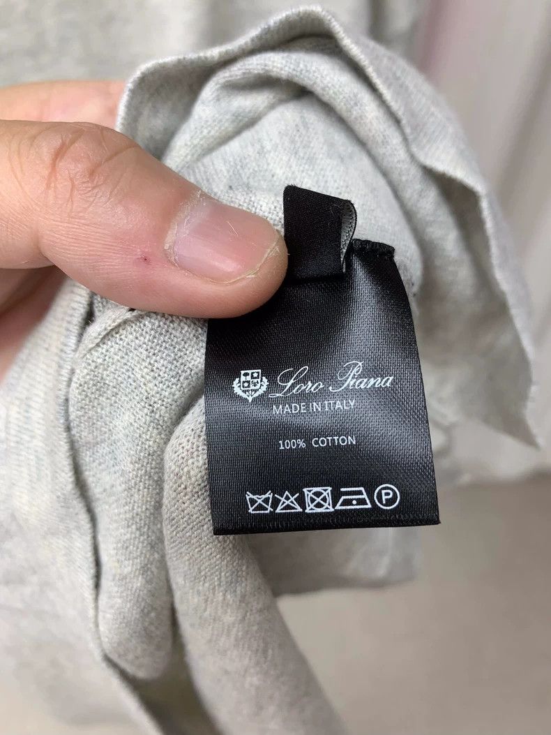 Loro Piana LORO PIANA Light grey cotton knitted solid round neck T-sh Size US L / EU 52-54 / 3 - 9 Thumbnail