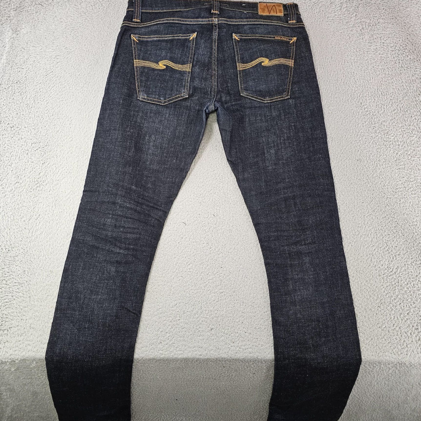 Nudie Jeans Nudie Jeans Mens Jeans 32x34 Dark Indigo Skinny Organic Cotton Twill Rinse Slim Jeans with Pockets Logo Patch Size US 32 / EU 48 - 7 Thumbnail