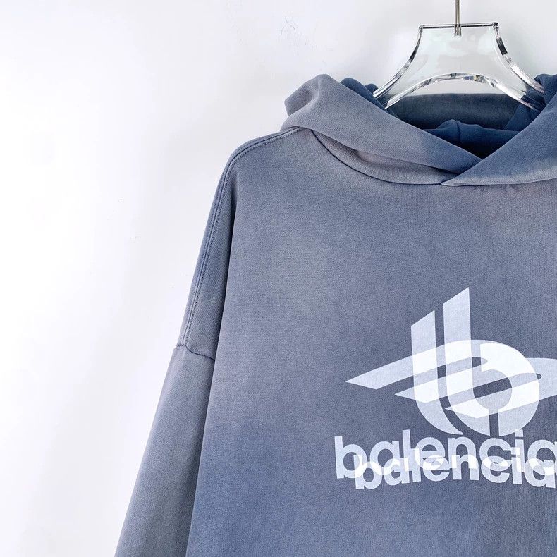 Balenciaga Balenciaga Haze Blue Phantom Overlapping Long Sleeve Hoodi Size US M / EU 48-50 / 2 - 3 Thumbnail