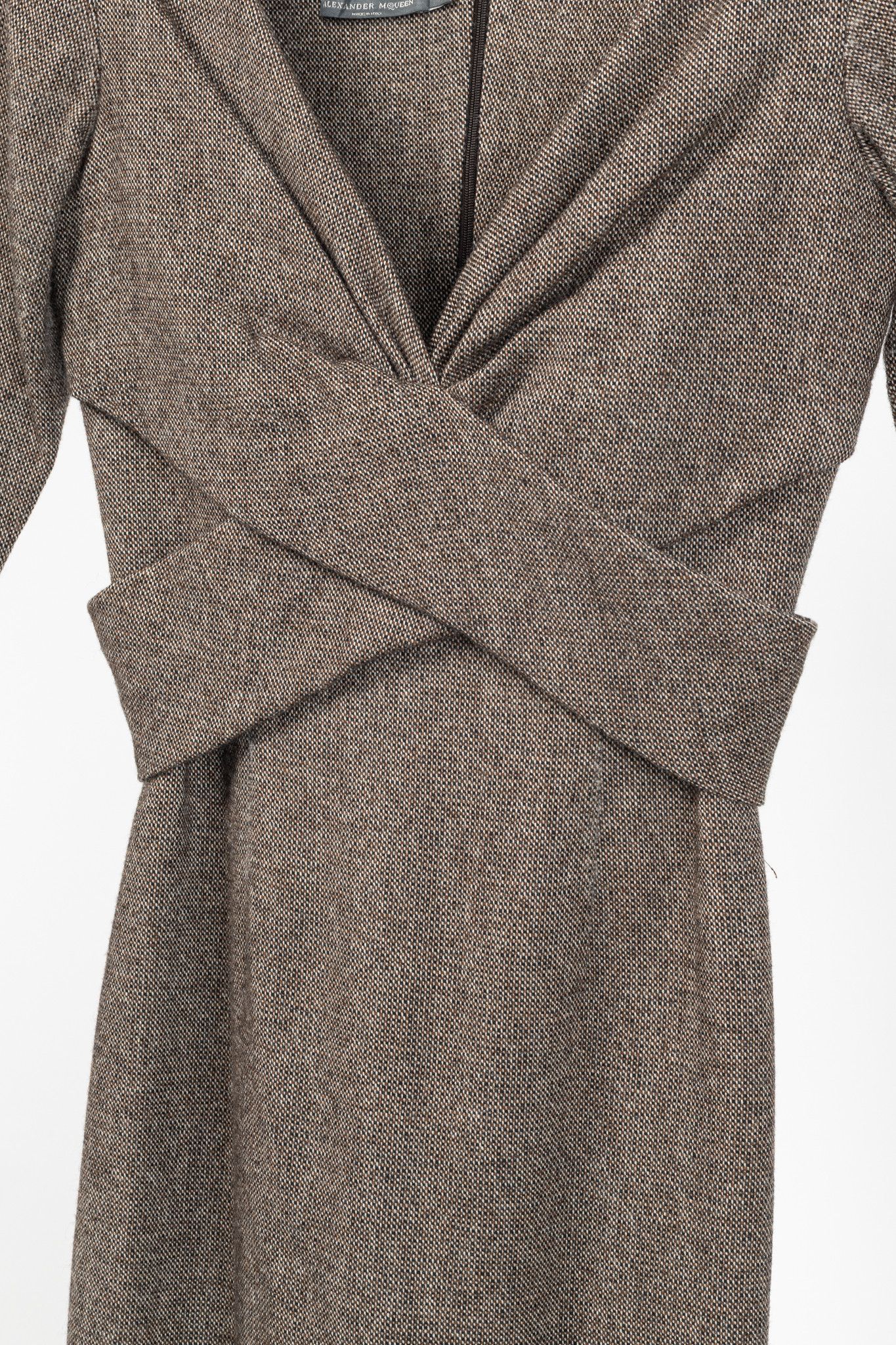Alexander McQueen Alexander McQueen AW05 Wool Tweed Crossover-Waist Dress Size S / US 4 / IT 40 - 6 Thumbnail
