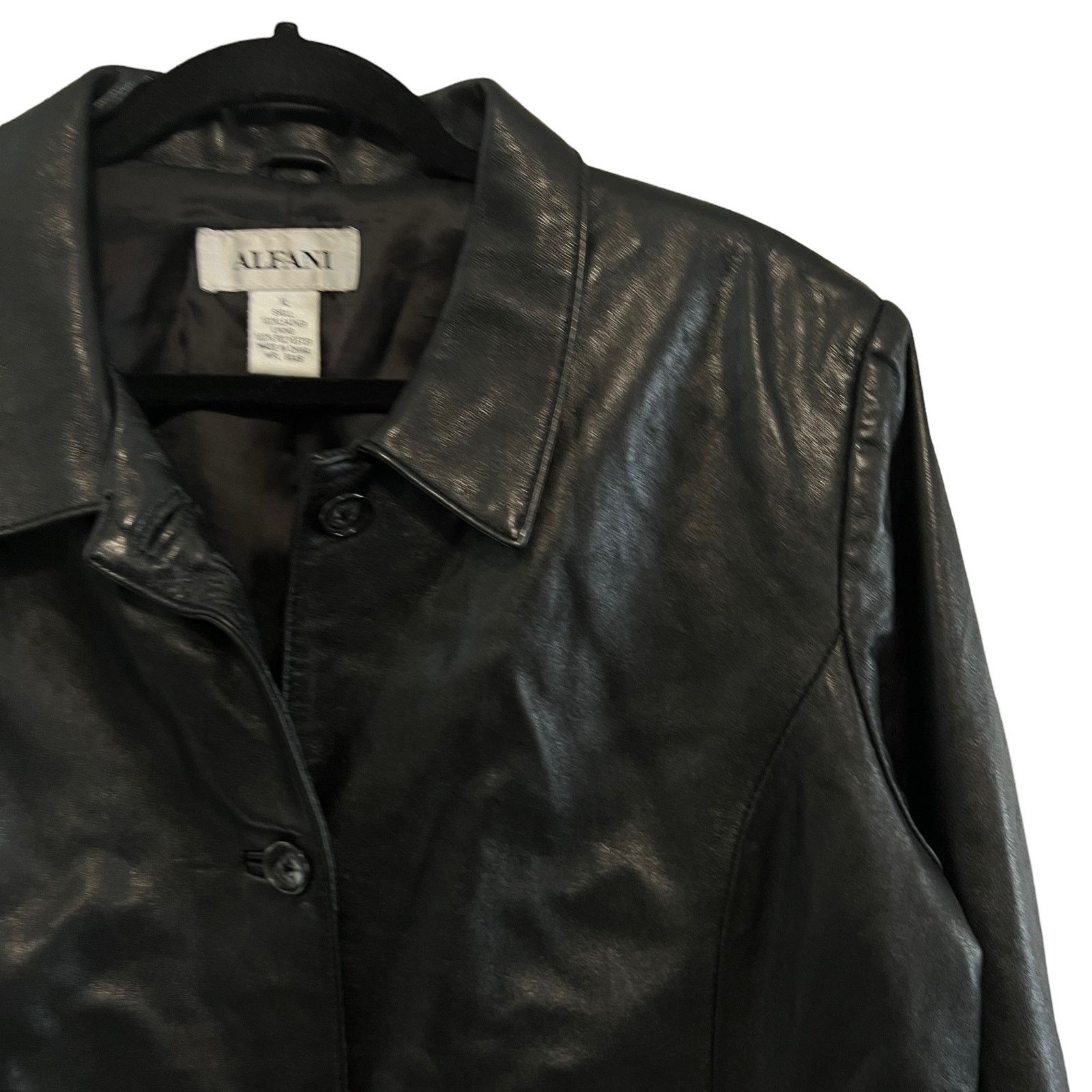 Alfani Vintage Alfani Soft Black Leather Button Down Jacket XL Size XL / US 12-14 / IT 48-50 - 5 Thumbnail