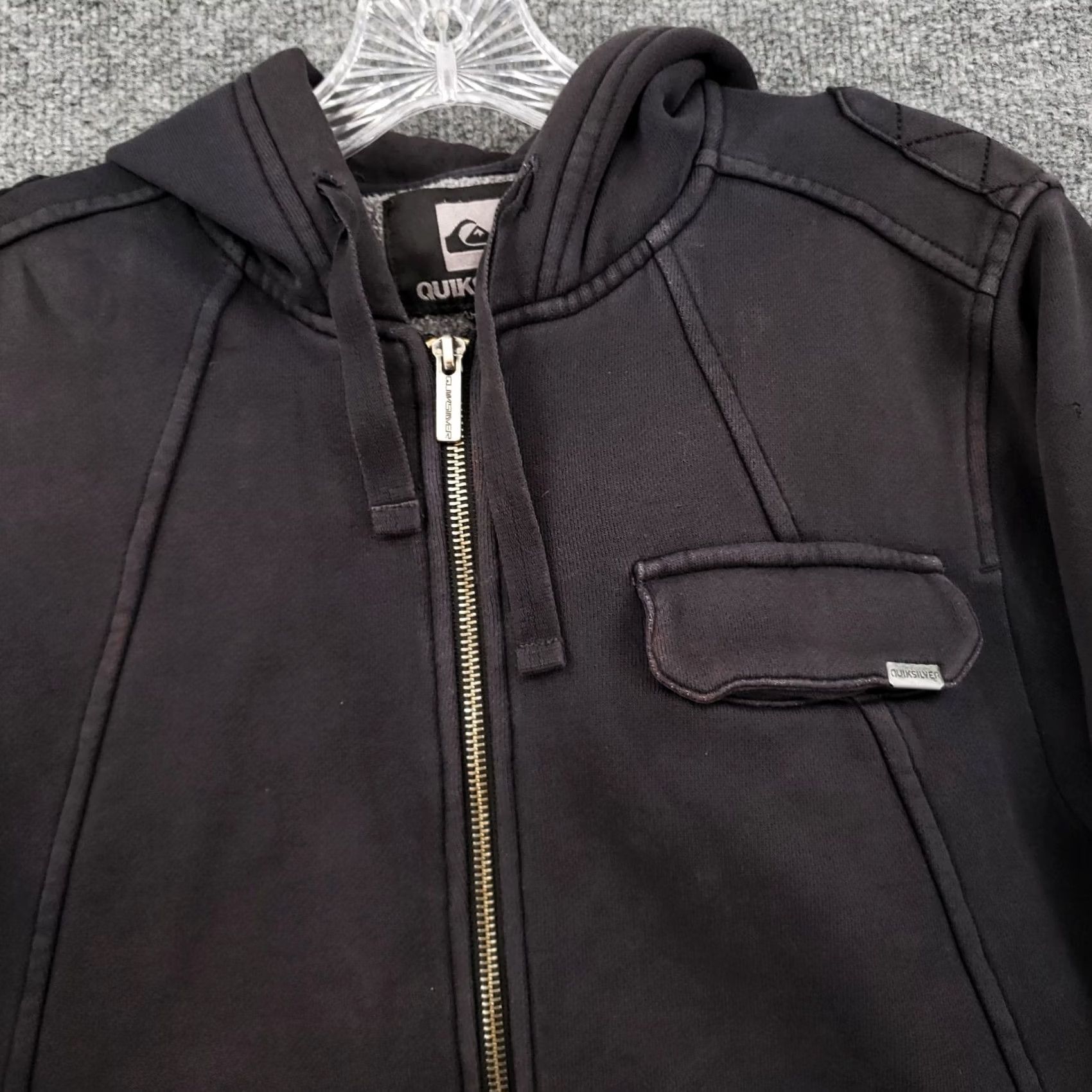 Quiksilver VINTAGE Quicksilver Hoodie Small Black Fleece Sherpa Lined Full Zip Long Sleeve Mens S Size US S / EU 44-46 / 1 - 6 Thumbnail