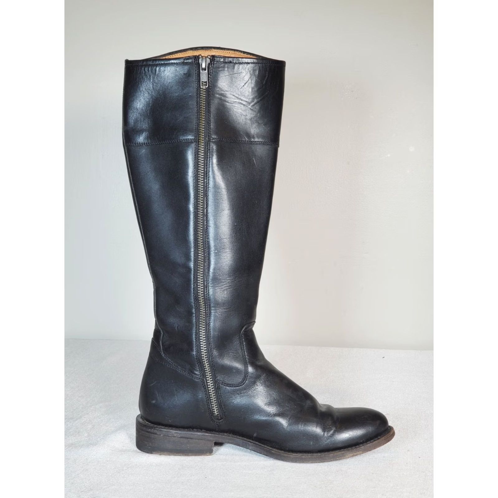 Frye FRYE Jayden D Ring Black Leather Tall Zip Riding Boots Women 8 B Knee High Block Heel Leather Lining Vintage: No Size US 8 / IT 38 - 4 Thumbnail