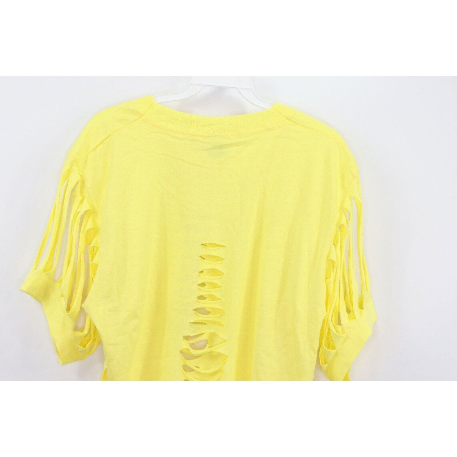Vintage NOS Vintage 90s Streetwear Cut Fringed Crop Top T-Shirt Size US L / EU 52-54 / 3 - 9 Thumbnail