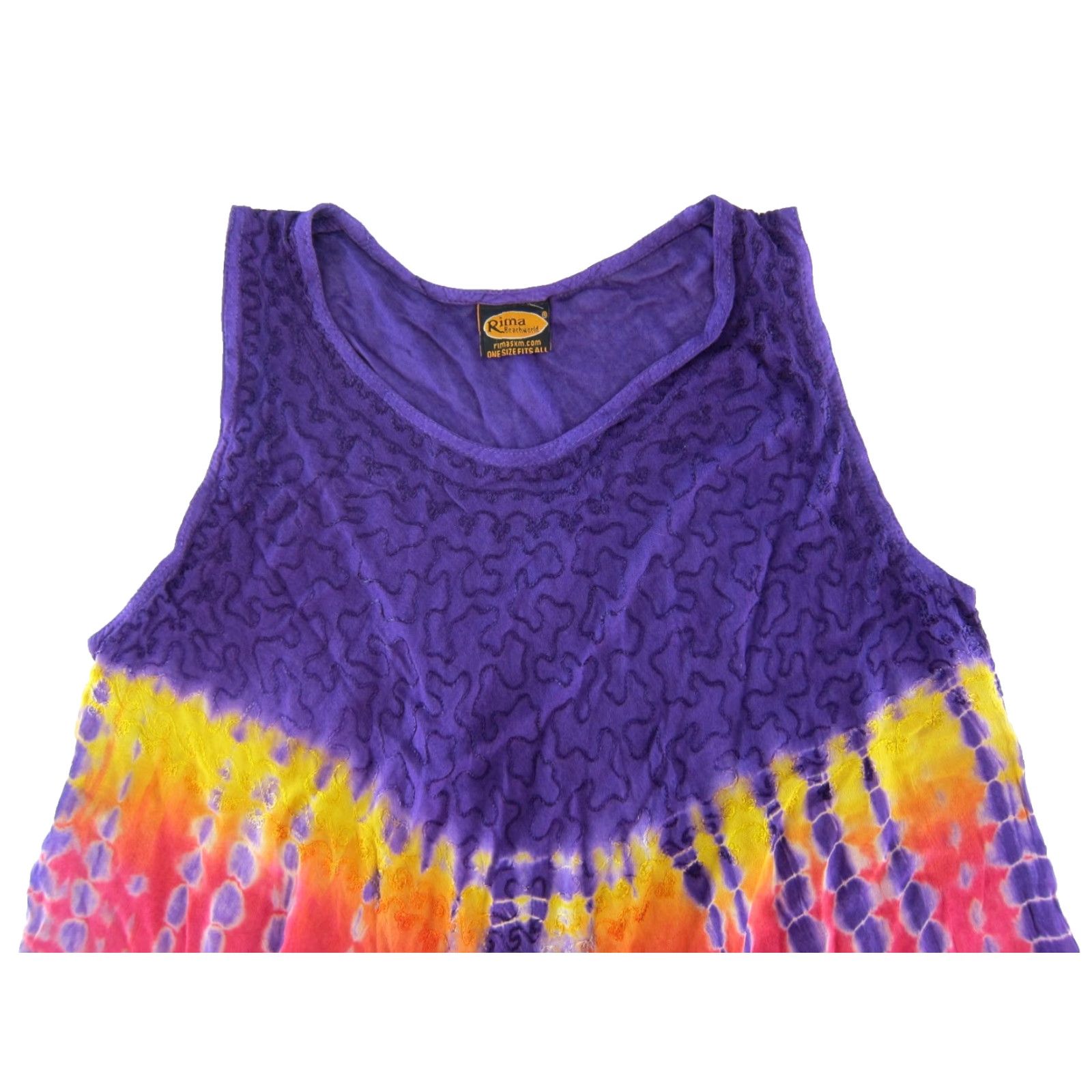 Vintage VINTAGE Rima Beachworld Tie Dye Purple Orange Green Maxi Sun Dress Tank Dress Large Size L / US 10 / IT 46 - 4 Thumbnail