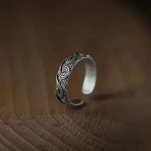 VIBE Spiral Abstract Circle Silver Modern Punk Art Psychedelic Size ONE SIZE - 7 Thumbnail