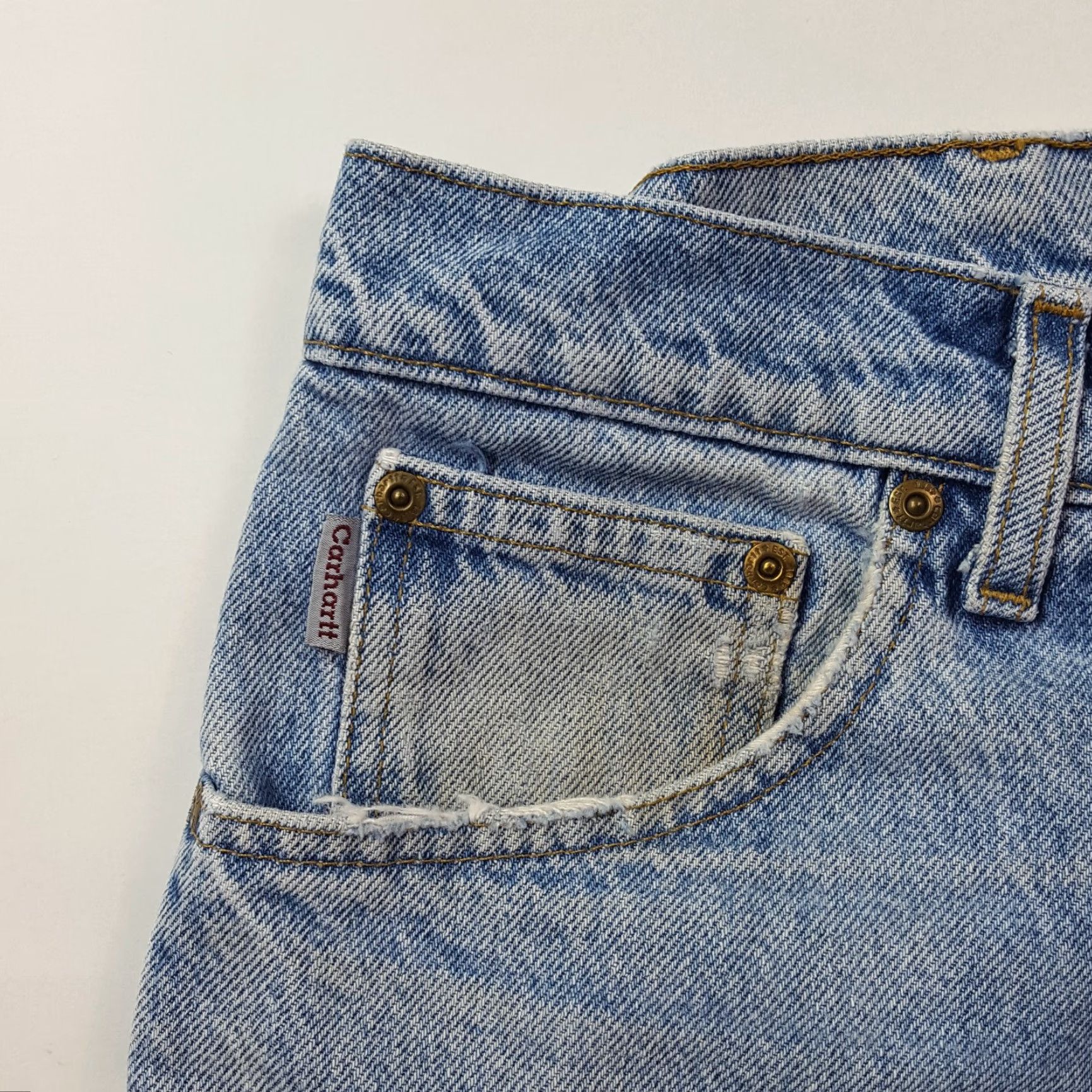 Carhartt VINTAGE Carhartt Jeans Denim Blue Distressed 36x33 36" Waist 33" Inseam Men Workwear Retro Grunge Hidden Pockets Size US 36 / EU 52 - 5 Thumbnail