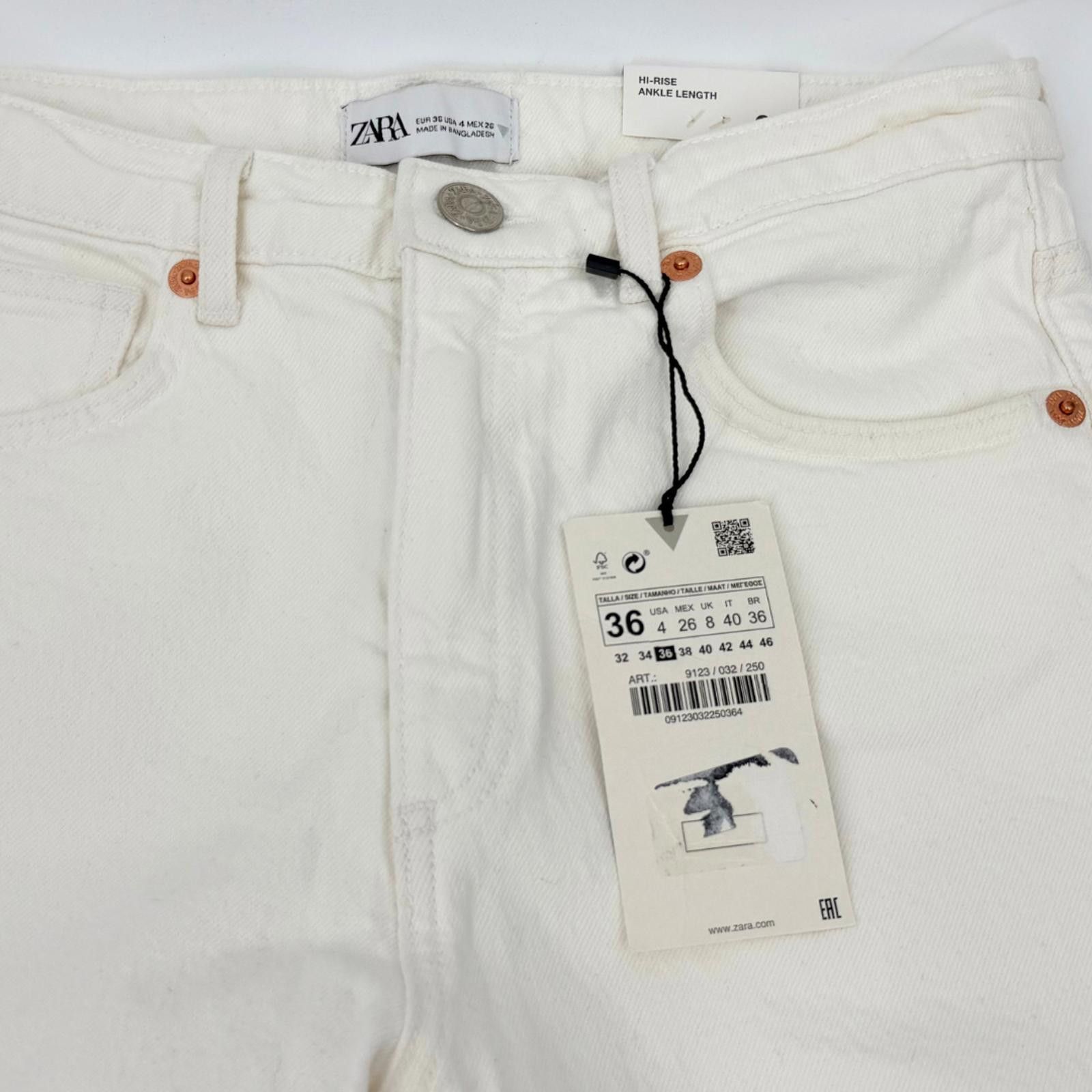 Zara Zara High Rise Straight Jeans Ivory NWT Ankle Length 4 Size 27" / US 4 / IT 40 - 3 Thumbnail