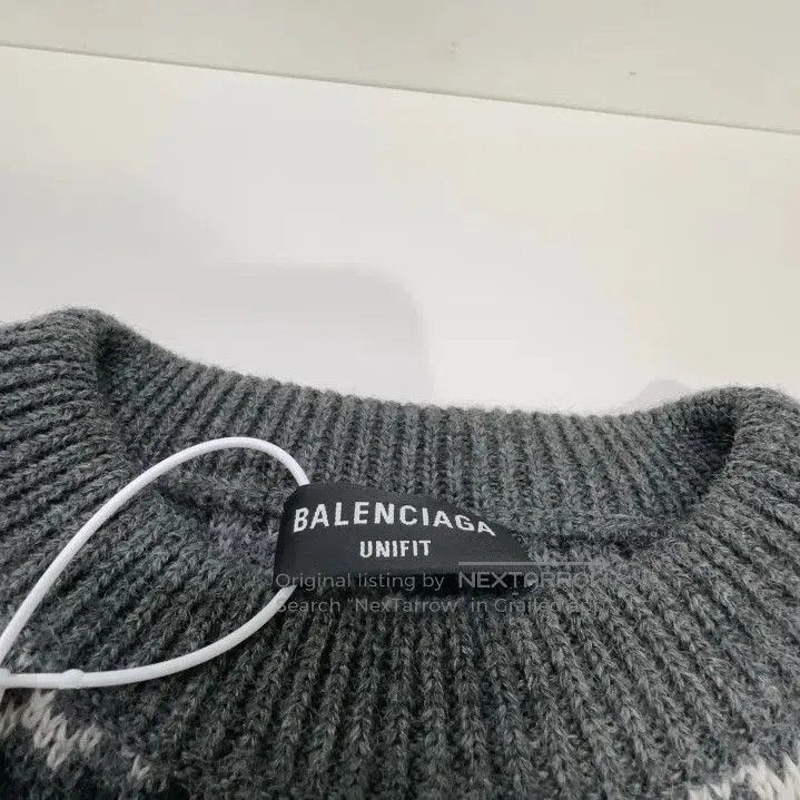 Balenciaga Balenciaga Men's Gray Sweater with Fair Isle Pattern. Size US L / EU 52-54 / 3 - 2 Thumbnail