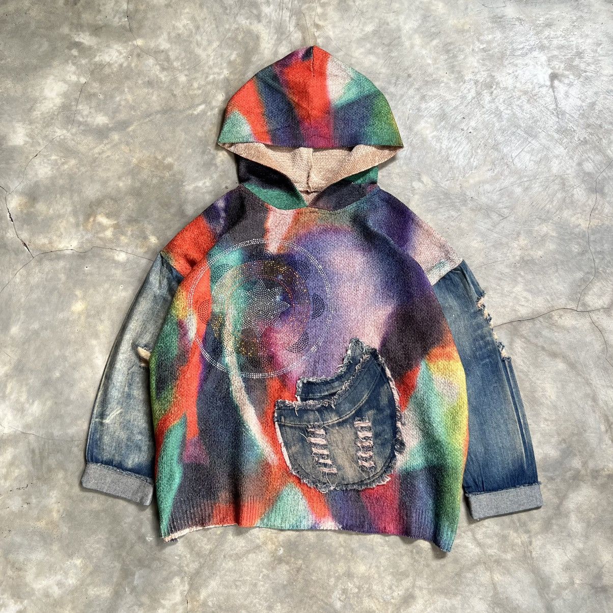 Other Cote Boxy Tie Dye Knit Denim Sleeve Hoodie Size US XL / EU 56 / 4 - 1 Thumbnail