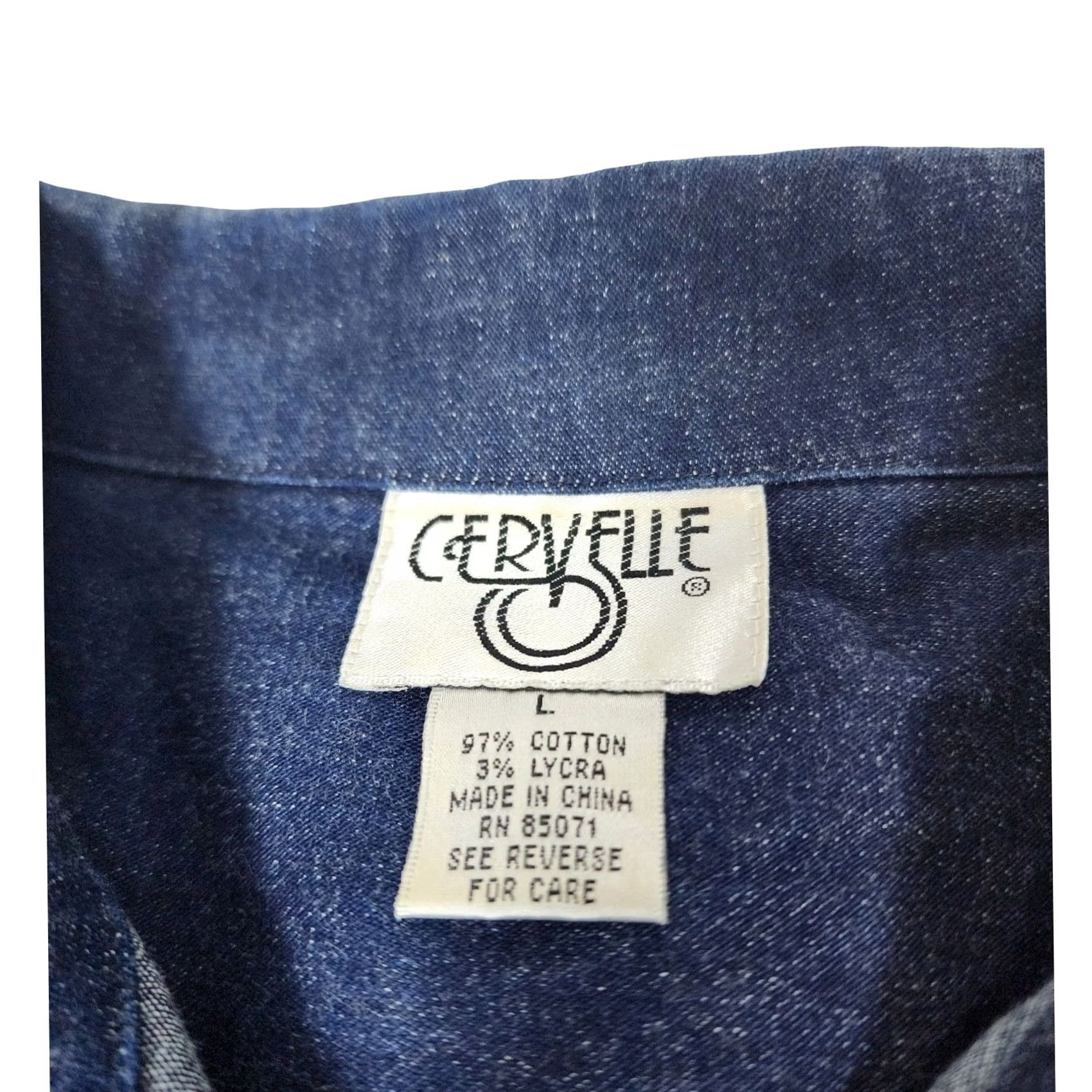 Denime VINTAGE Cervelle Denim Vest Womens Floral Embroidered Button Medium L Blue 90s Size L / US 10 / IT 46 - 2 Thumbnail