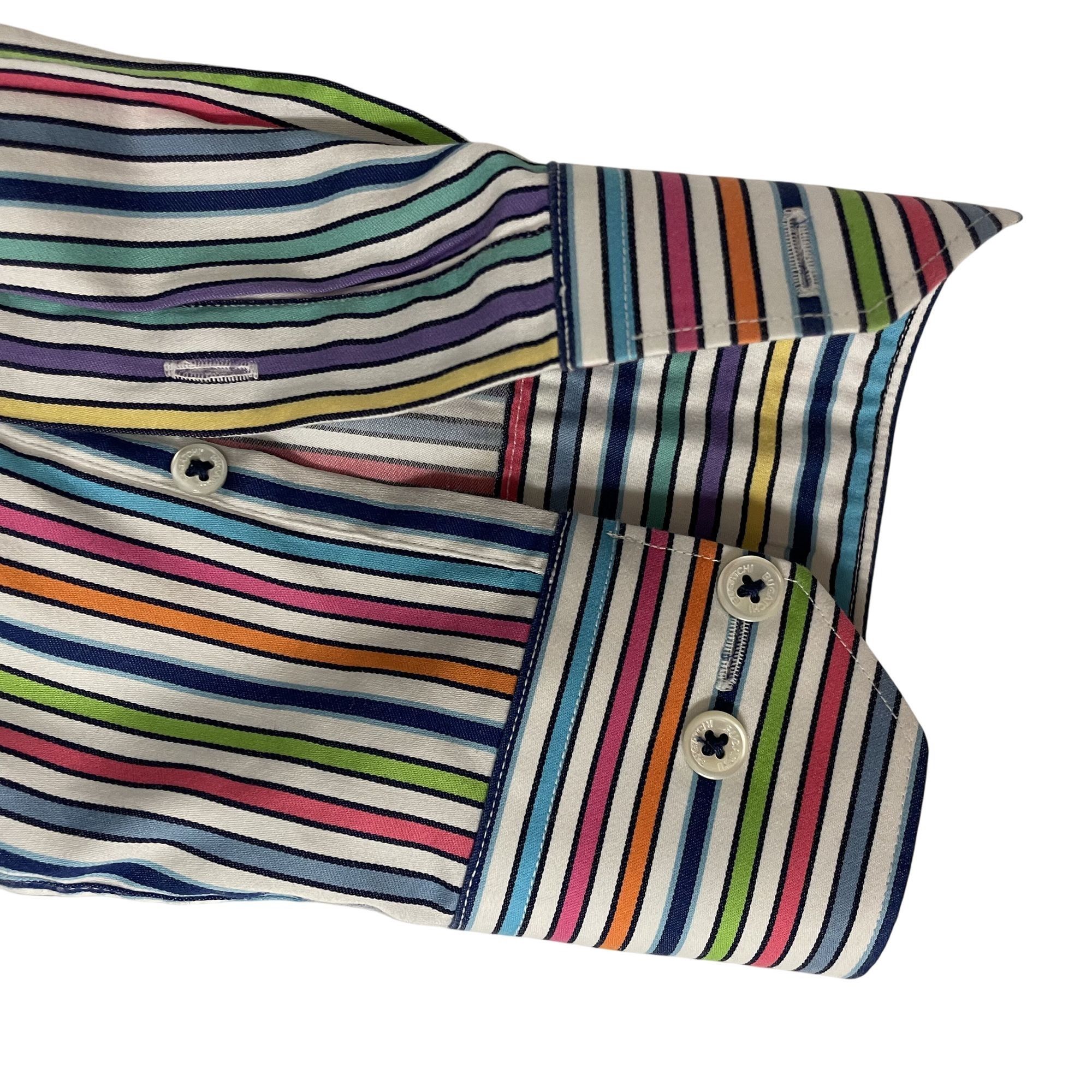 BUGATCHI Bugatchi Bold RAINBOW STRIPE Button Up Spread Collar Shirt Size US L / EU 52-54 / 3 - 11 Thumbnail