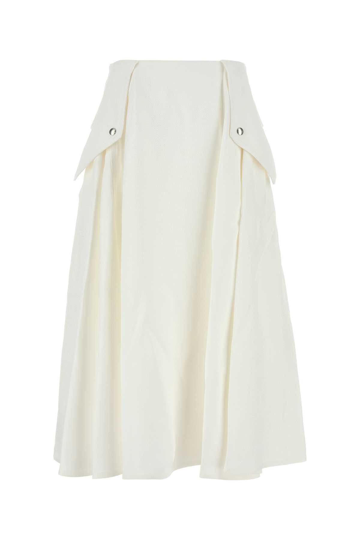 Bottega Veneta White Viscose Blend Skirt Size 26" / US 2 / IT 38 - 1 Thumbnail