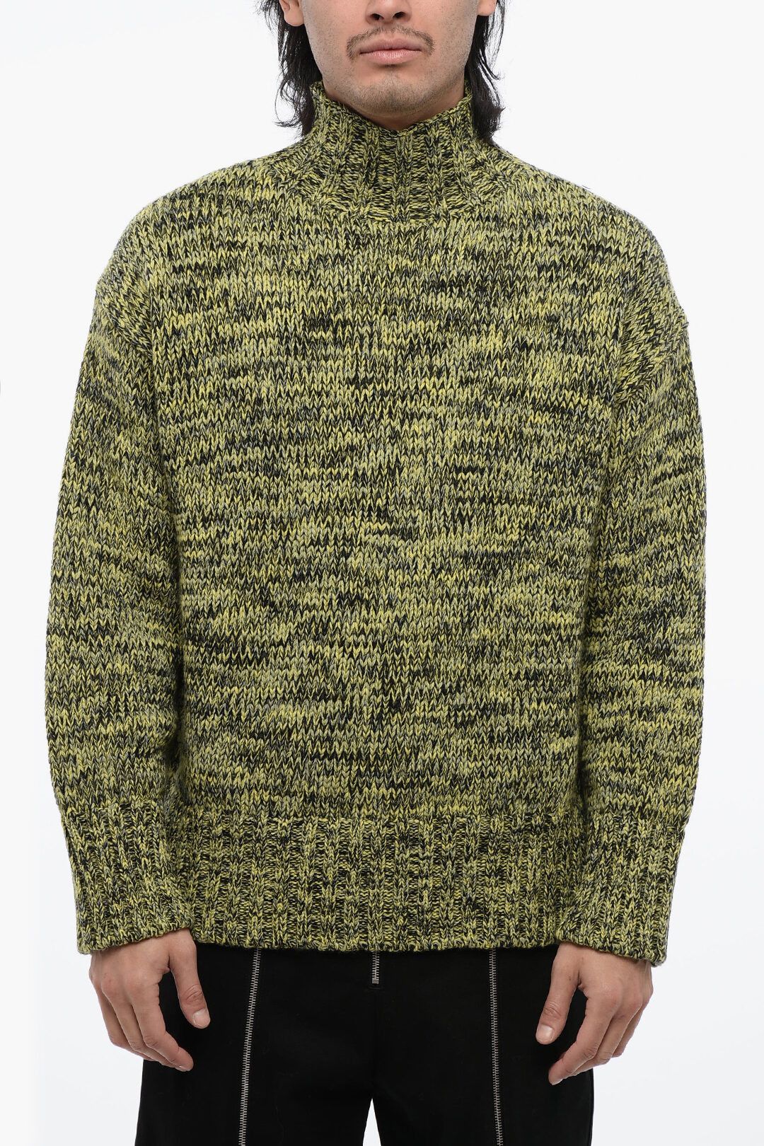 Jil Sander og1mm0625 Turtleneck Melange Wool Sweater in Yellow Size US S / EU 44-46 / 1 - 1 Thumbnail