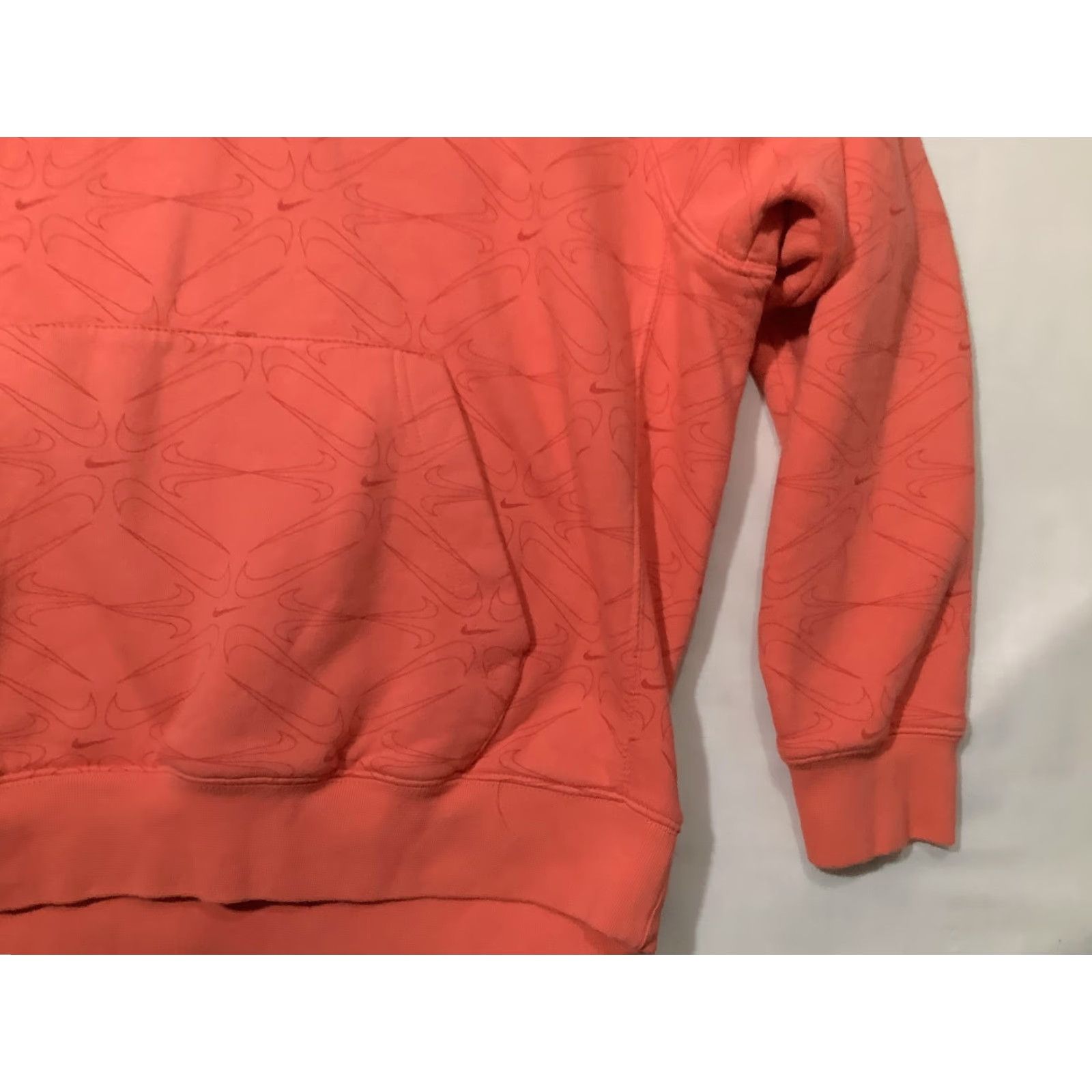 Nike Nike Hoodie Mens XL Orange Allover Swoosh Print Fleece Pullover Sweatshirt Size US XL / EU 56 / 4 - 4 Thumbnail