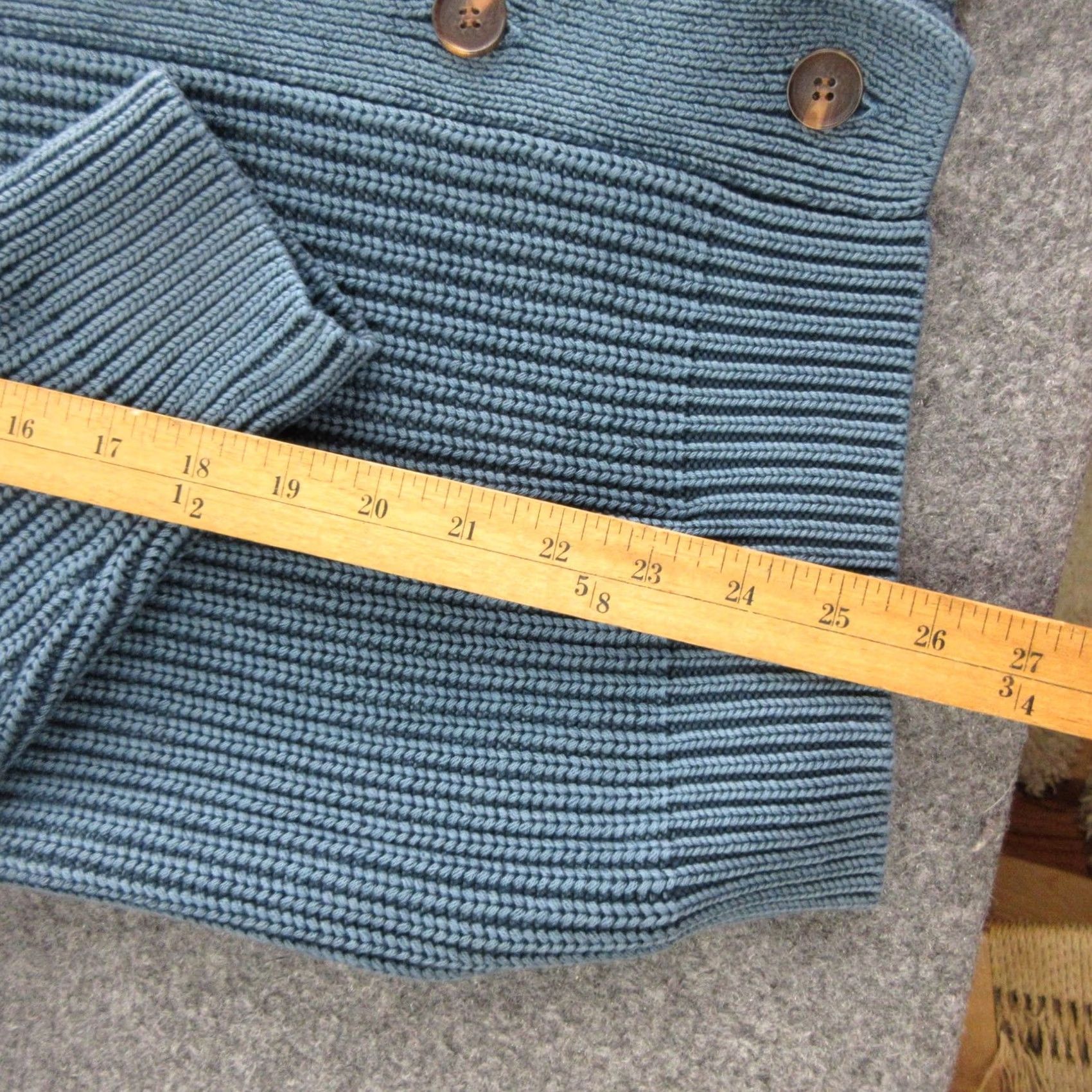 Vintage DEMYLEE Cardigan Sweater Womens L Blue 100% Cotton V-Neck Button Front Chunky Knit Size L / US 10 / IT 46 - 3 Thumbnail