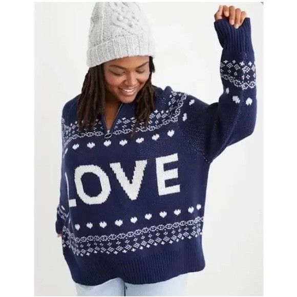 Other Aerie Love 1/4 Zip Oversized Cozy Sweater Size S / US 4 / IT 40 - 1 Thumbnail