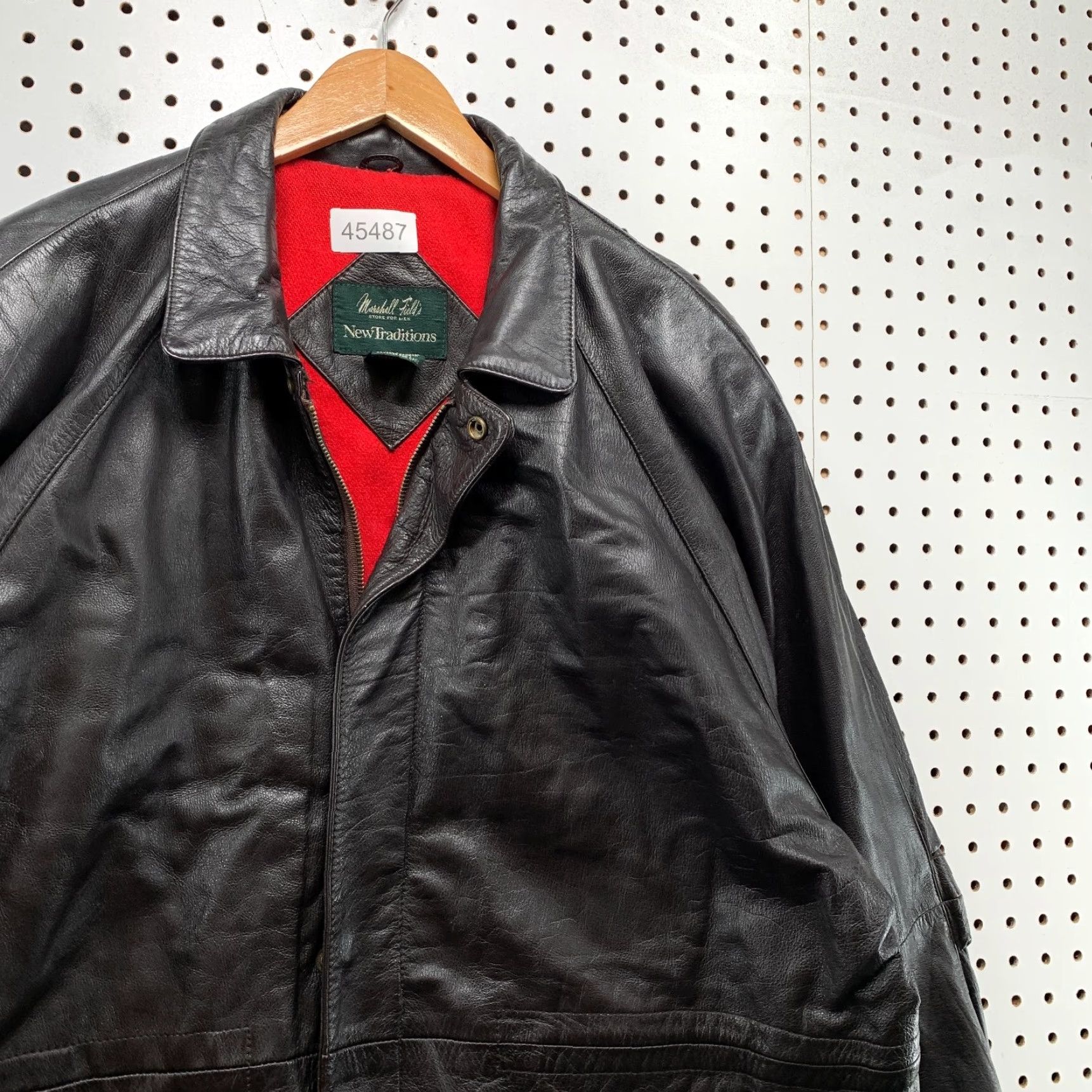Vintage VINTAGE Marshall Field's Leather Field Jacket Mens XL Brown Red Wool Lining Jacket Size US XL / EU 56 / 4 - 5 Thumbnail
