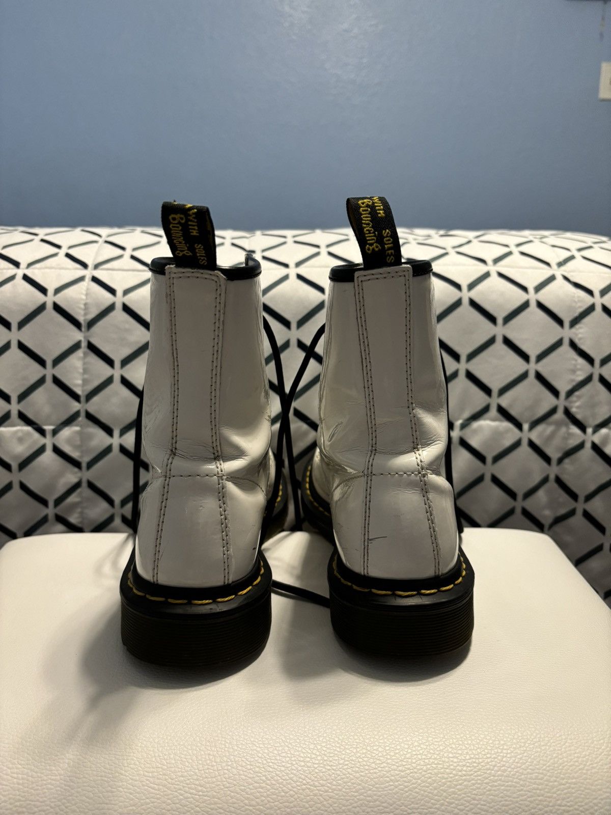 Dr. Martens Dr. Martens White Leather Zavala Lace Up Boots Size US 8 / IT 38 - 4 Thumbnail