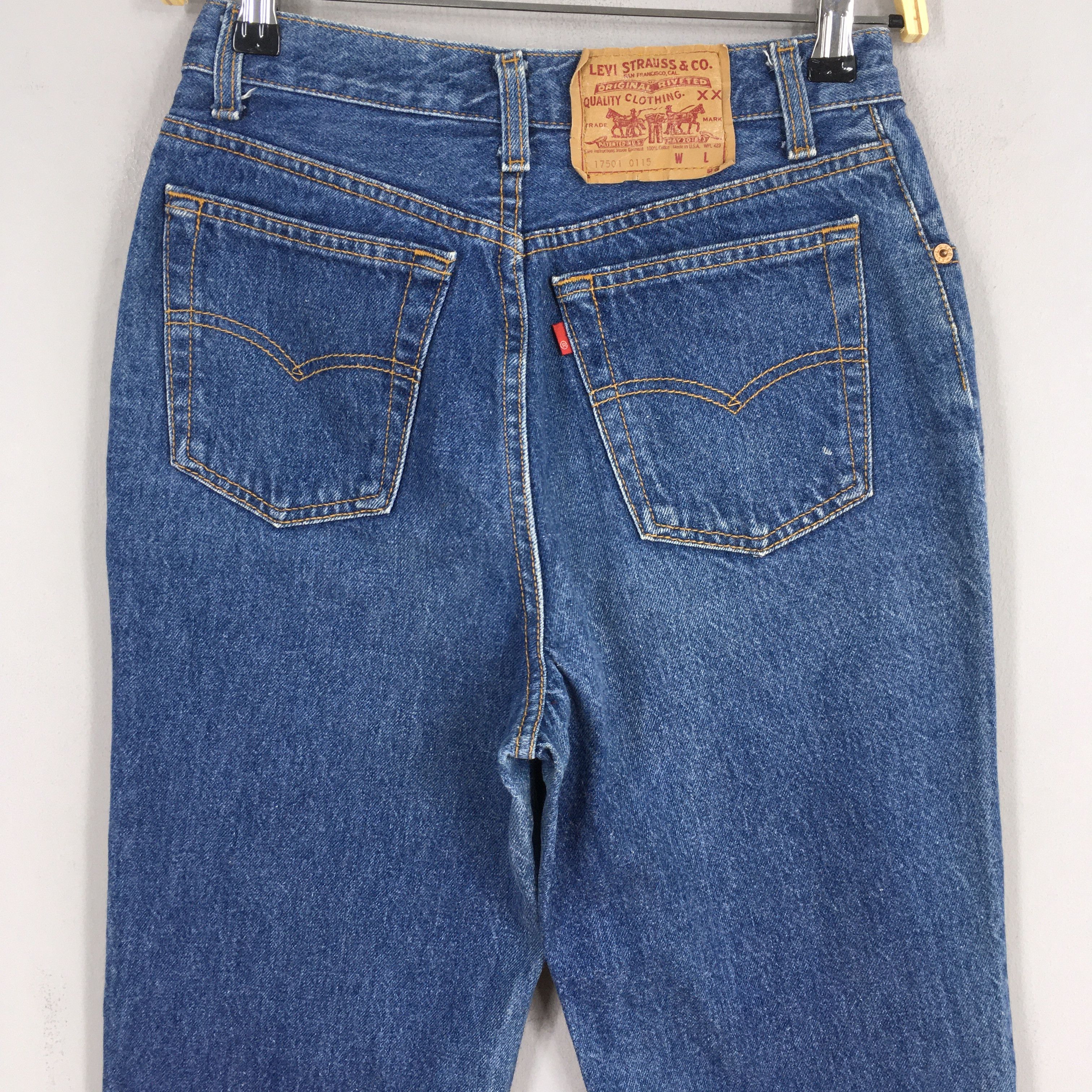 Levi's Size 24x31 Vintage 90s Levi's 501 Faded Blue Jeans S762 Size 24" / US 00 / IT 34 - 11 Thumbnail