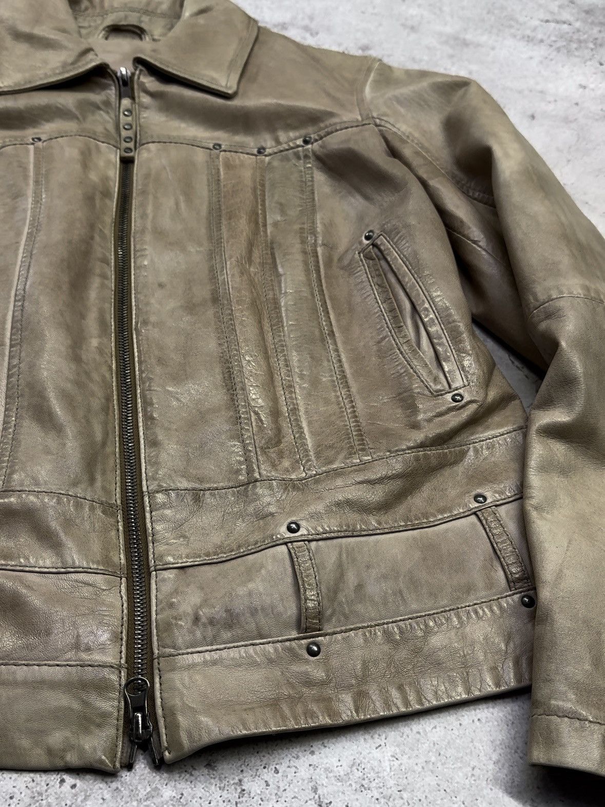 Japanese Brand Vintage 00s Leather Faded Rick Owen’s LGB Style Jacket Size US S / EU 44-46 / 1 - 3 Thumbnail
