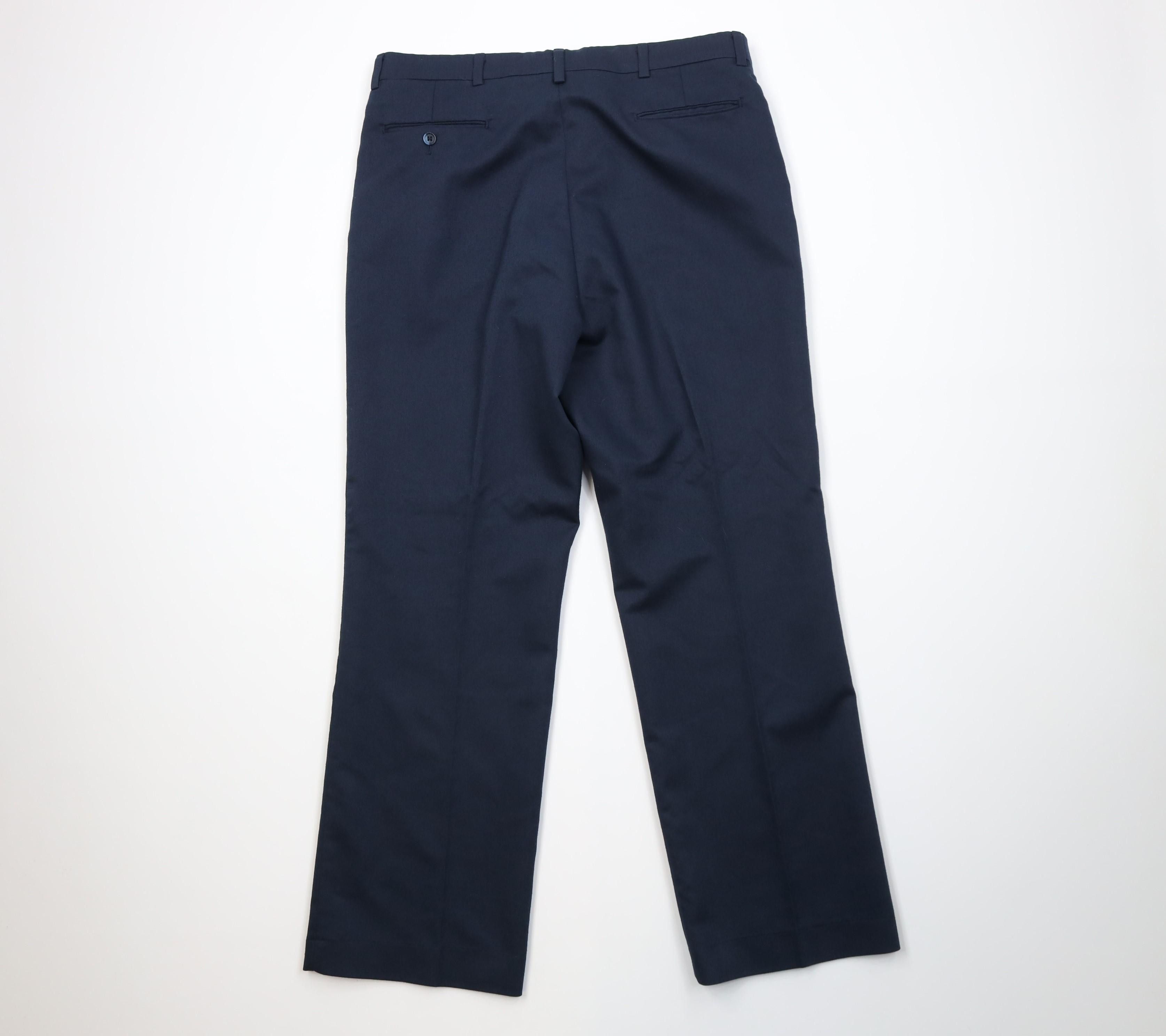 Vintage Vintage 70s Streetwear Wide Leg Chino Pants Navy Blue USA Size US 36 / EU 52 - 10 Thumbnail