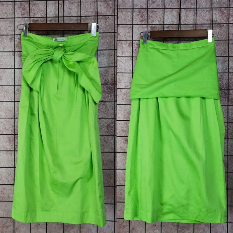 Dior Dior Green Cotton Mid-Length Skirt 0089 Size 23" - 1 Thumbnail
