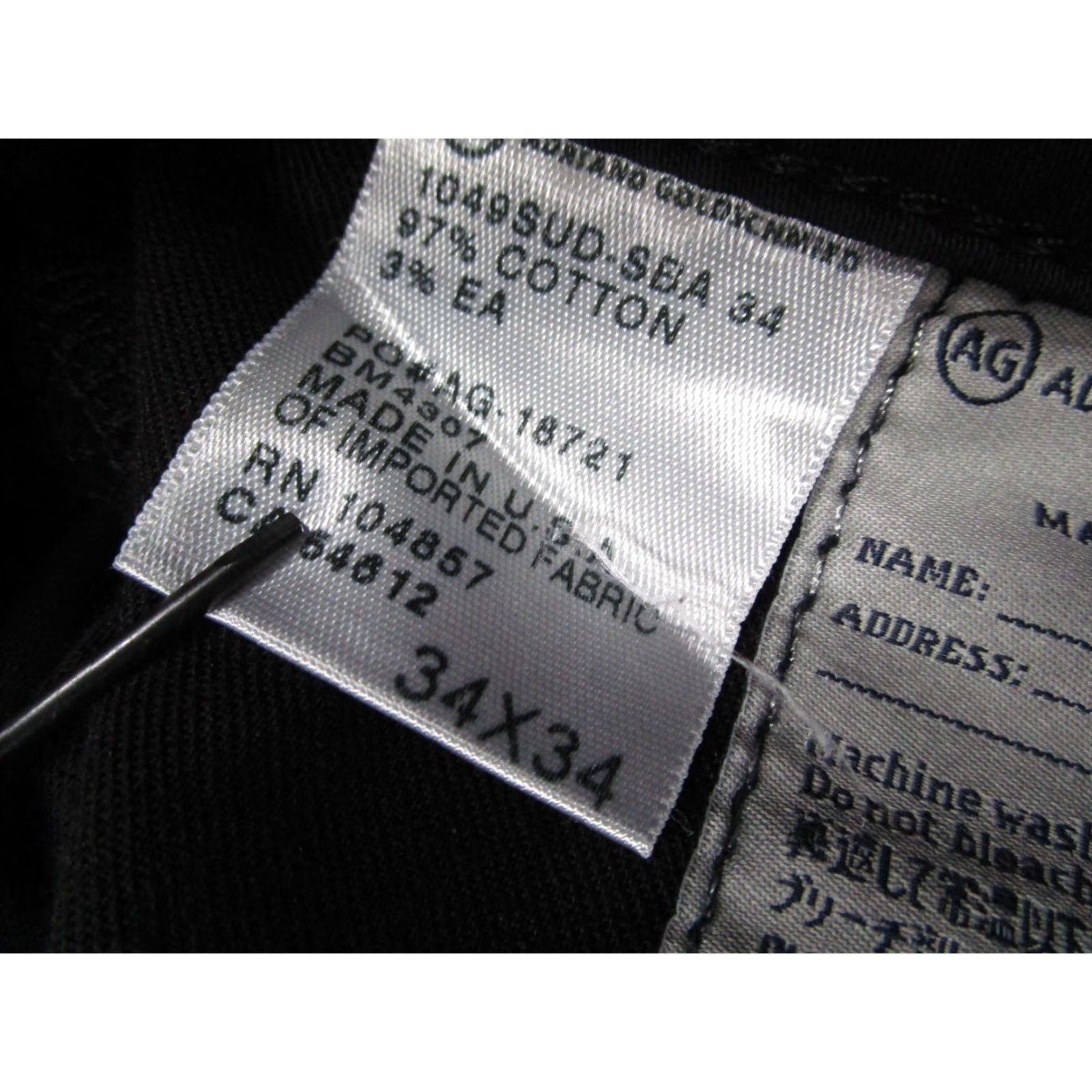 Denime ADRIANO GOLDSCHMIED Jeans Mens 34 Black PROTEGE Straight Leg Denim Work 34x34* Size US 34 / EU 50 - 4 Thumbnail