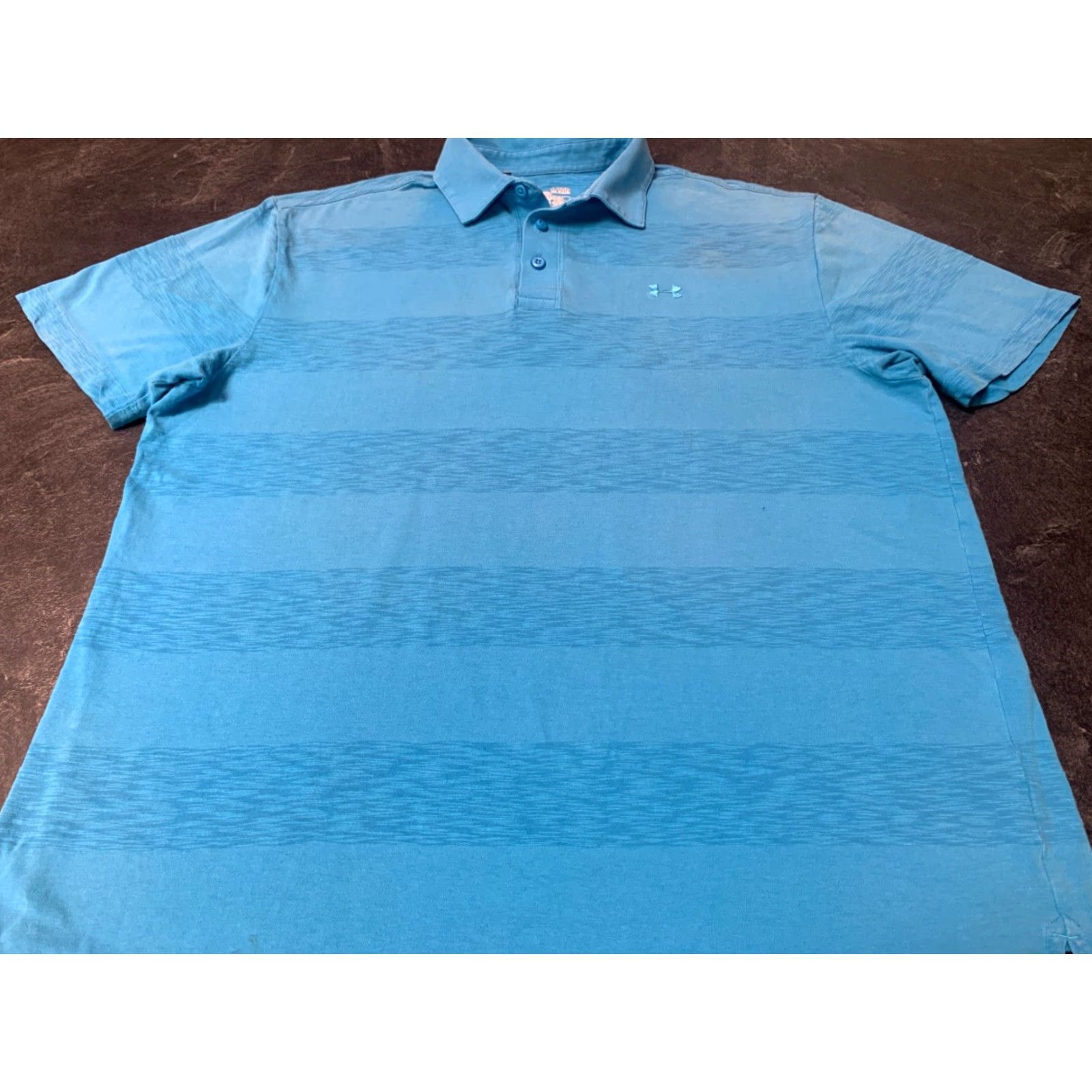 Under Armour VINTAGE Under Armour Polo Shirt Men's XL Short Sleeve Blue Striped Cotton Blend HeatGear Golf Casual Size US XL / EU 56 / 4 - 2 Thumbnail