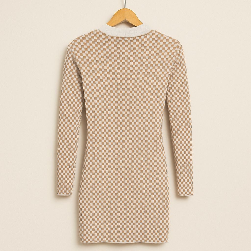 Abercrombie & Fitch Abercrombie & Fitch Beige & White Knit Sweater Dress Size S Size S / US 4 / IT 40 - 3 Thumbnail