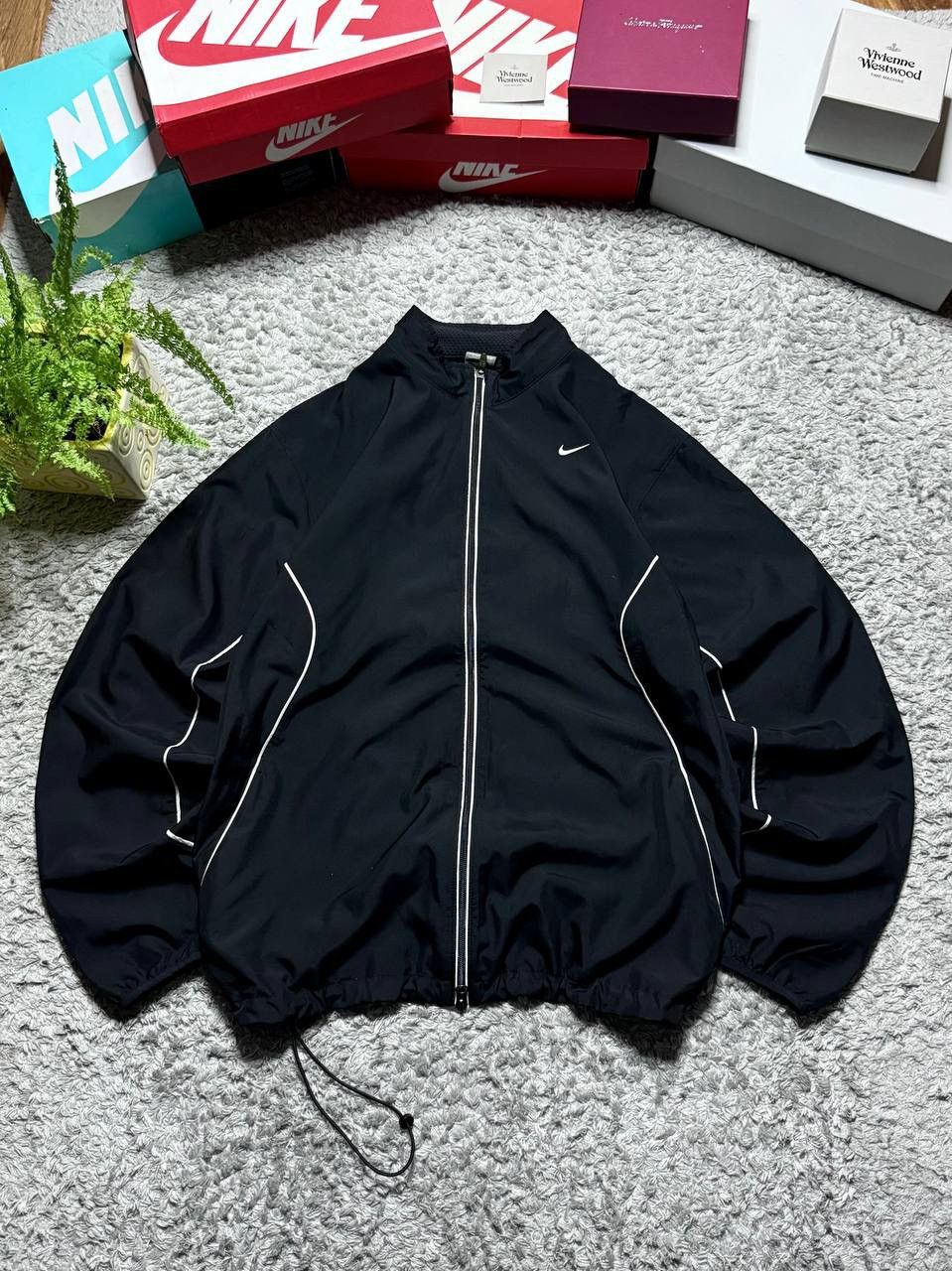 00s Vintage Nike Swoosh Logo Retro Light Drill Jacket Rare